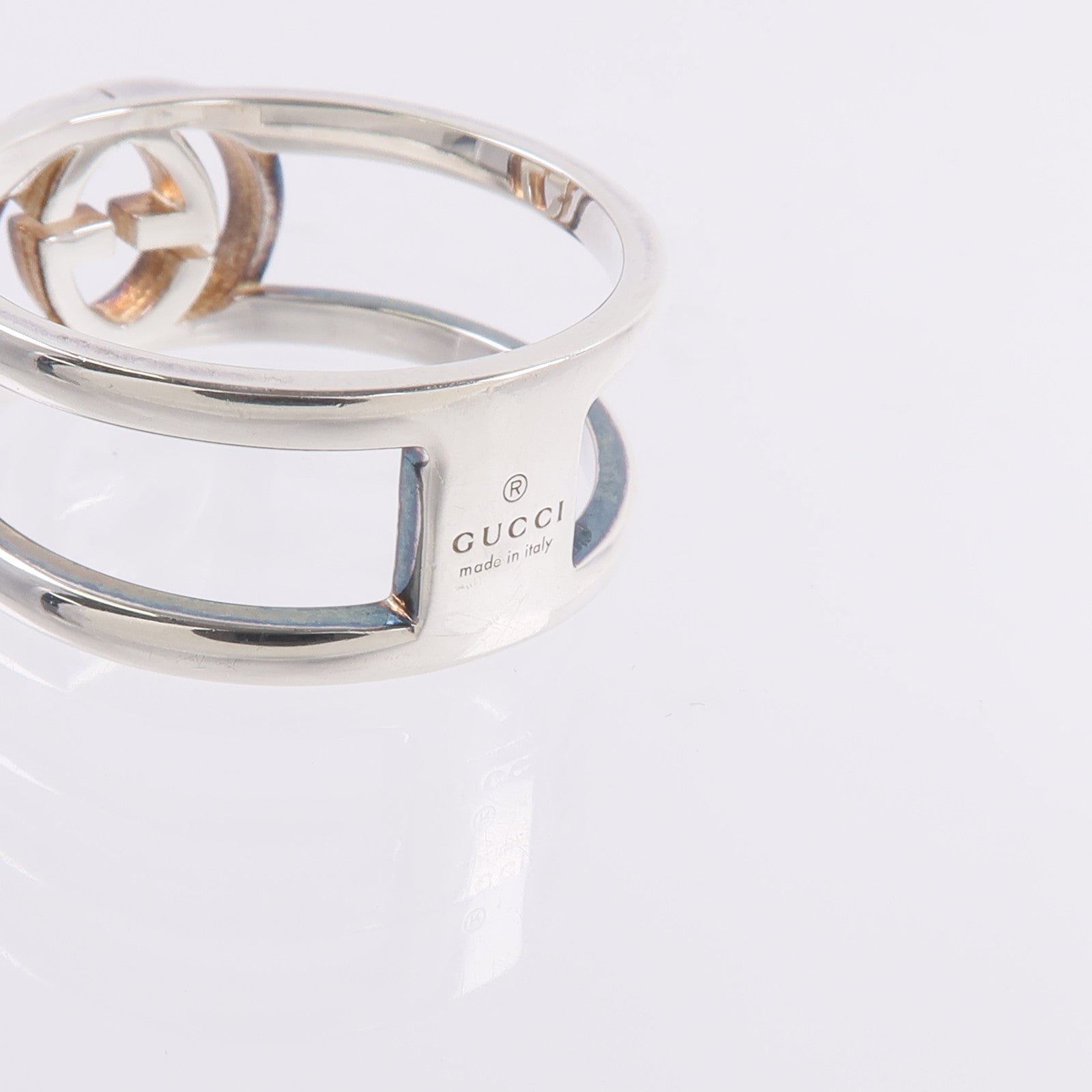 GUCCI 925純銀Interlocking G Open Band Ring戒指