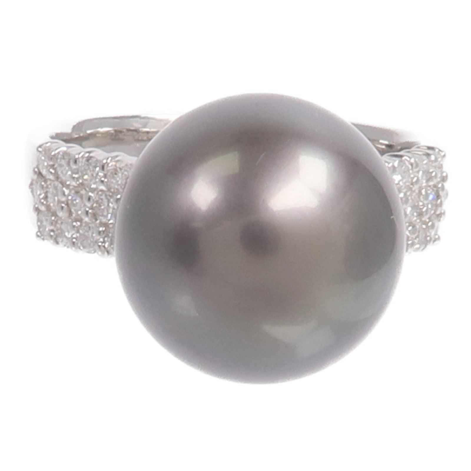JEWELRY PT900鉑金Black Pearl Diamond Ring黑珍珠/鑽石戒指