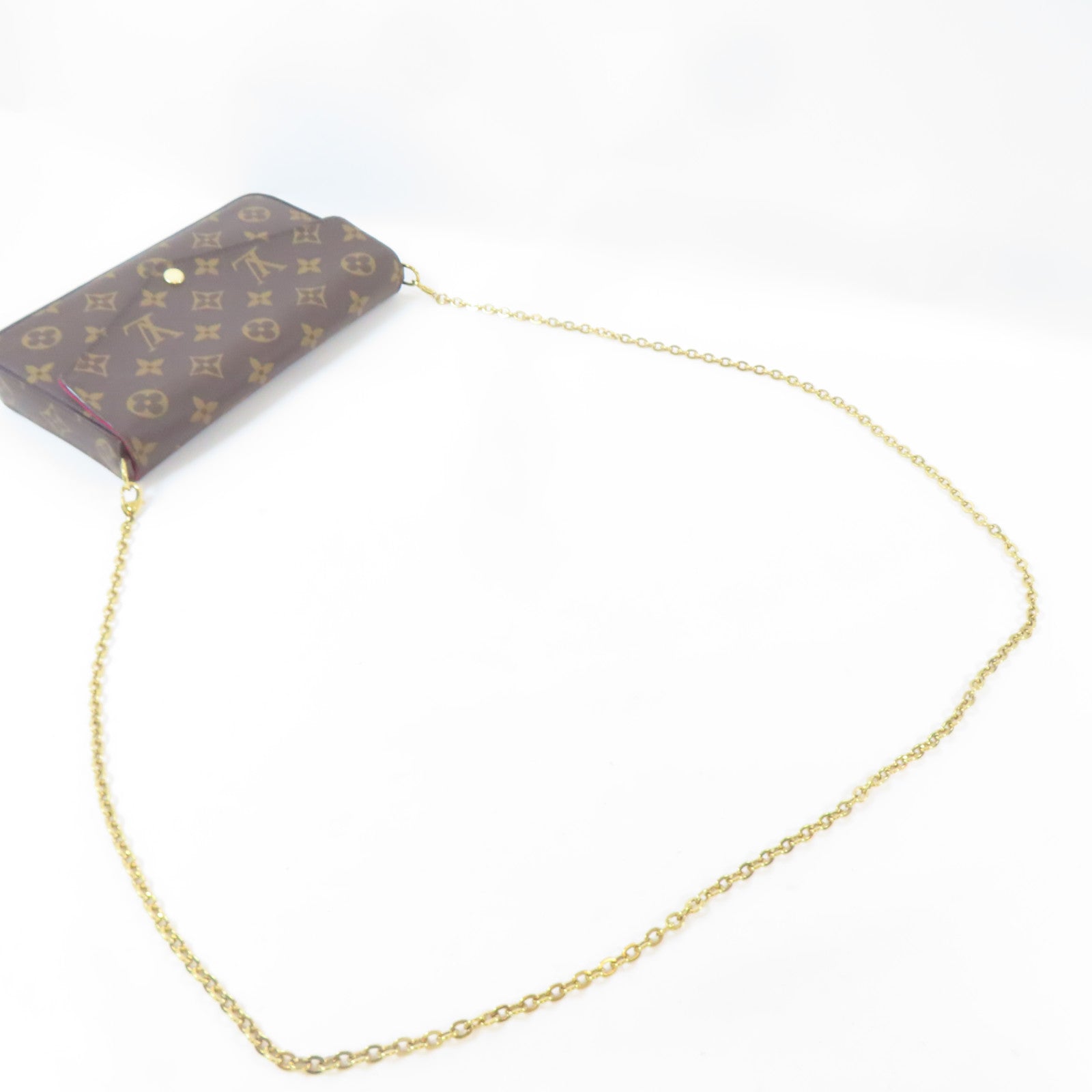 LOUIS VUITTON Monogram Felicie Pochette金扣鏈帶肩背袋啡色