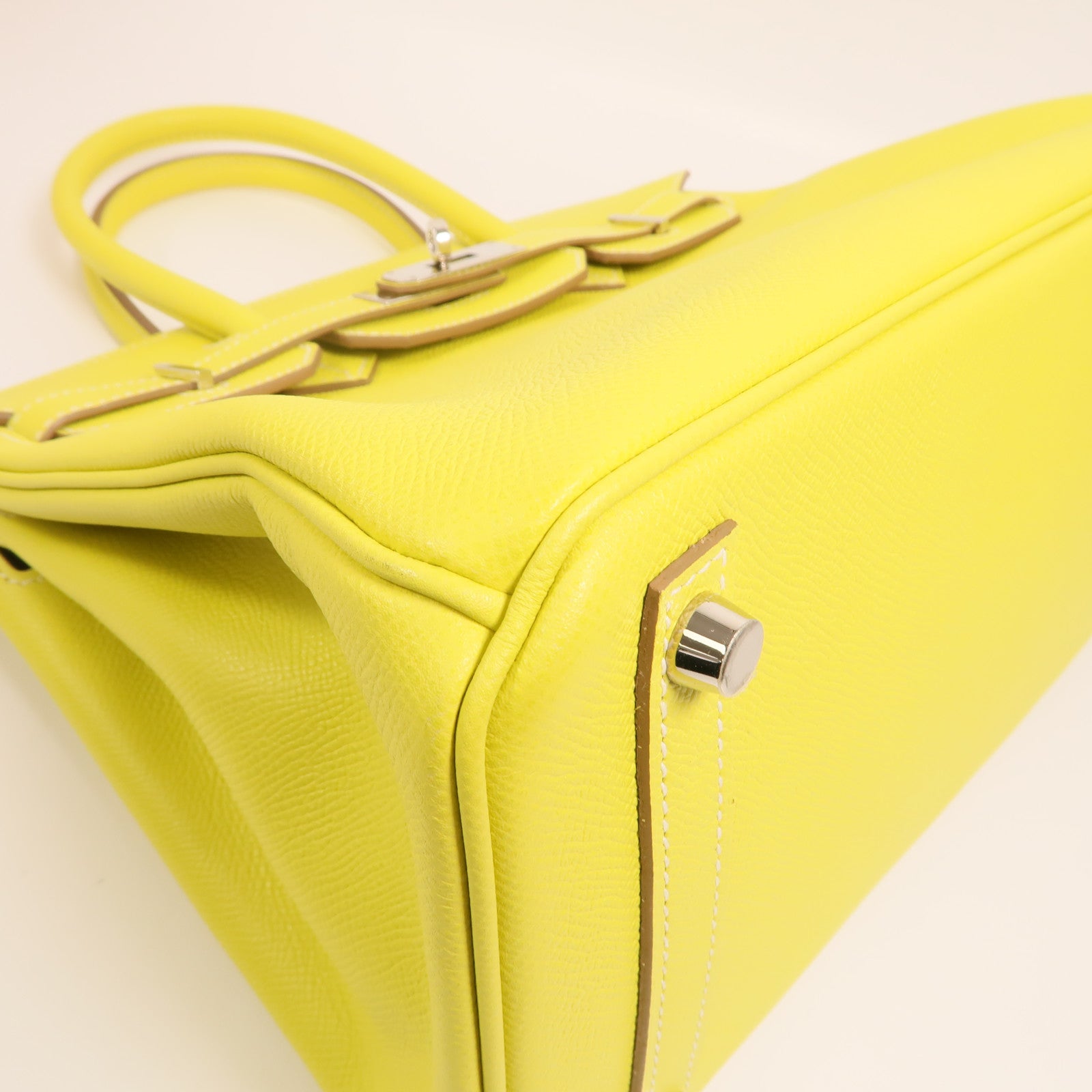 HERMES Epsom皮革Birkin30銀扣手挽袋Lime