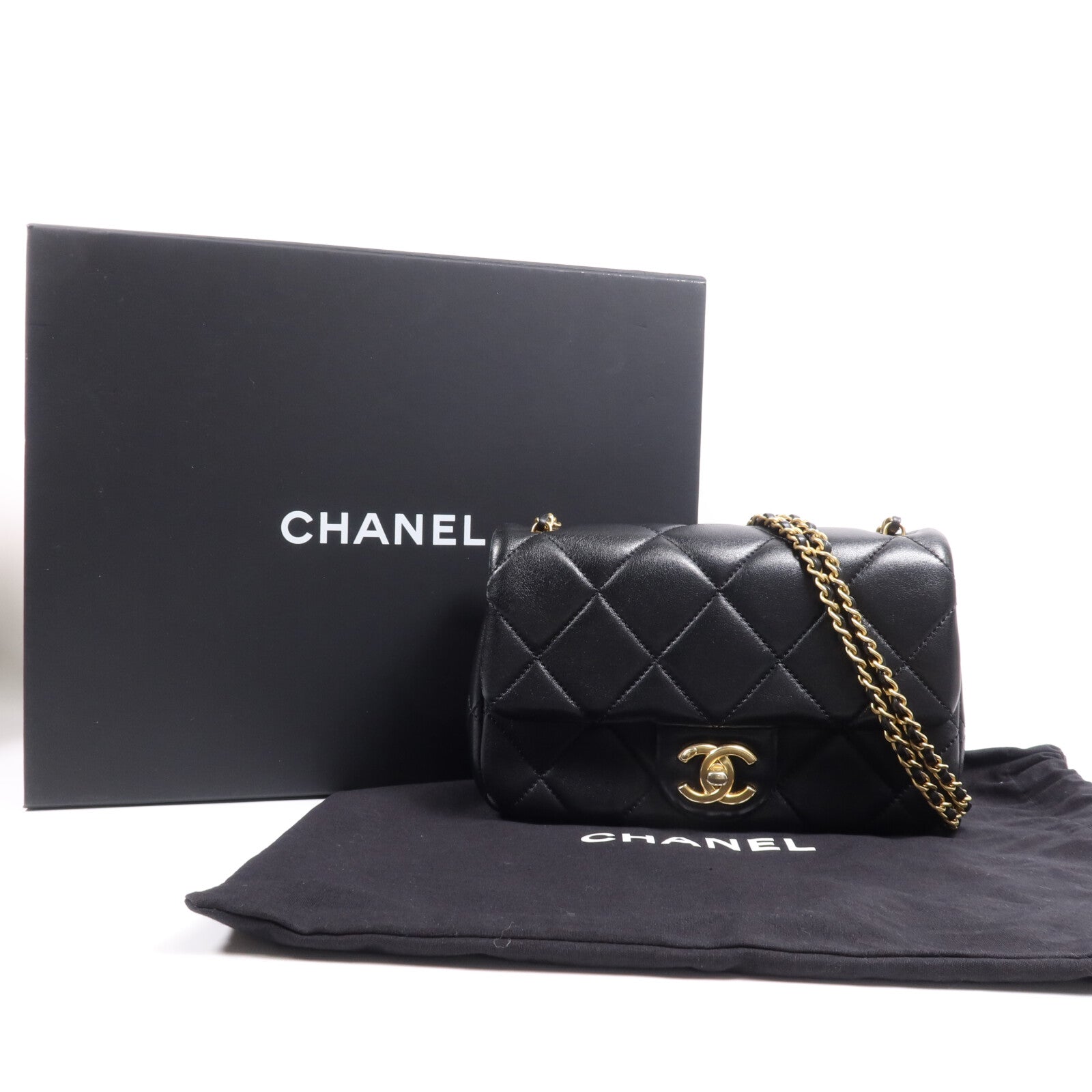 CHANEL 羊皮皮革Chain Shoulder Bag金扣鏈帶肩背袋