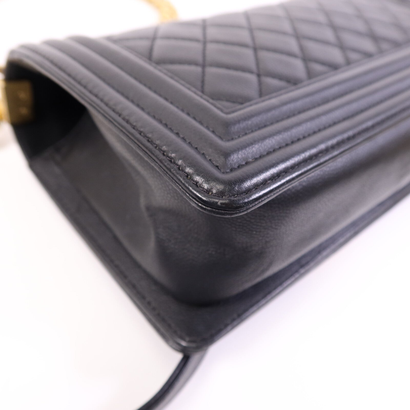 CHANEL 【激減優惠】牛皮皮革Boy 25金扣鏈帶肩背袋