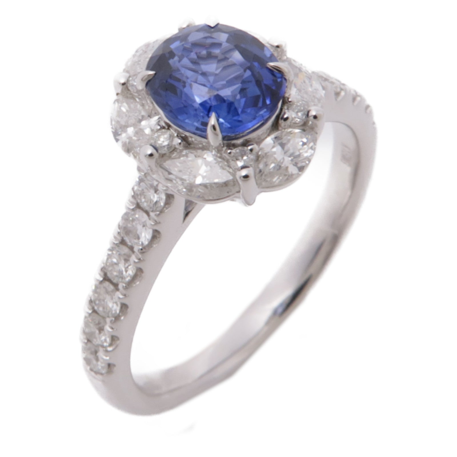 JEWELRY 18K白金Sapphire Diamond Ring藍寶石/鑽石戒指US#6