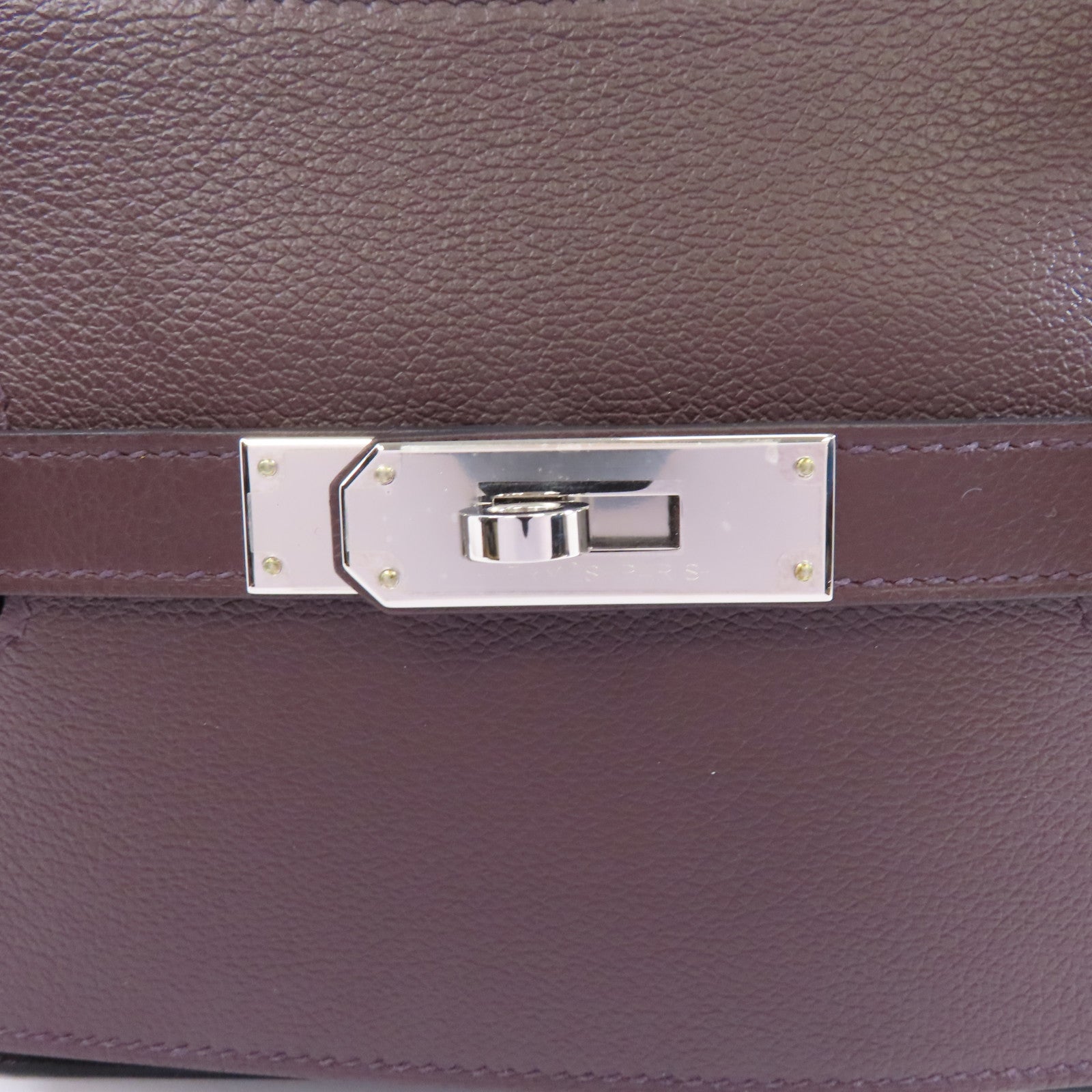 HERMES Evercolor皮革Mini Jypsiere銀扣肩背袋Rouge Sellier啡色