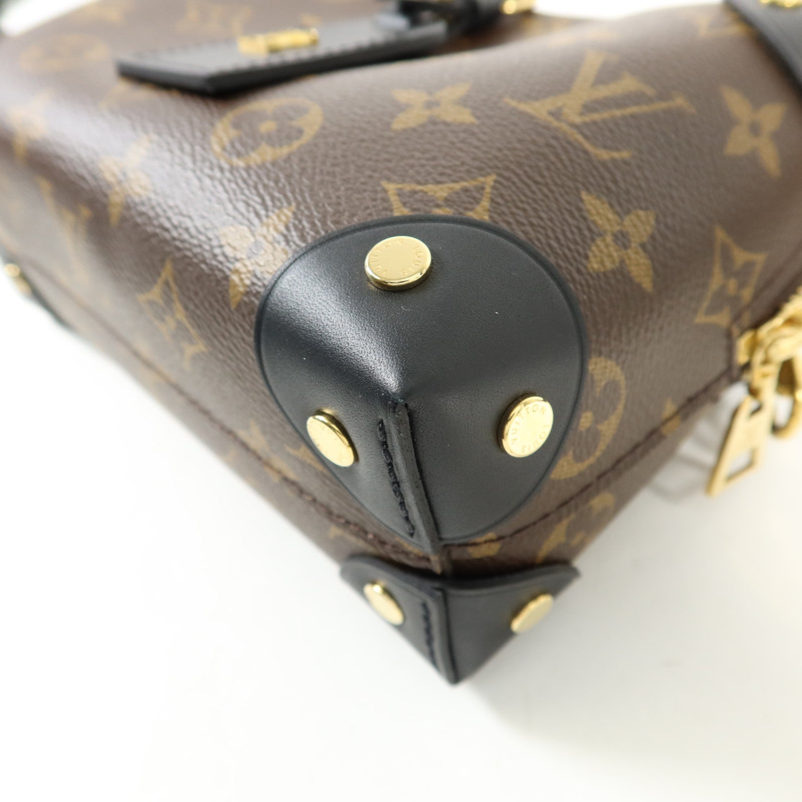 LOUIS VUITTON Monogram Petite Malle Souple金扣手挽肩背兩用袋棕色