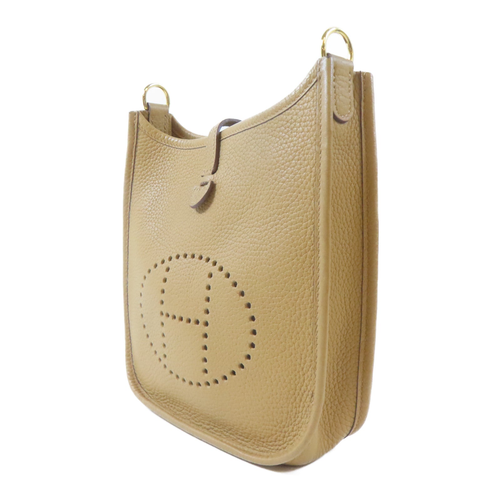 HERMES Clemence皮革Evelyne TPM金扣肩背袋Biscuit/啡色
