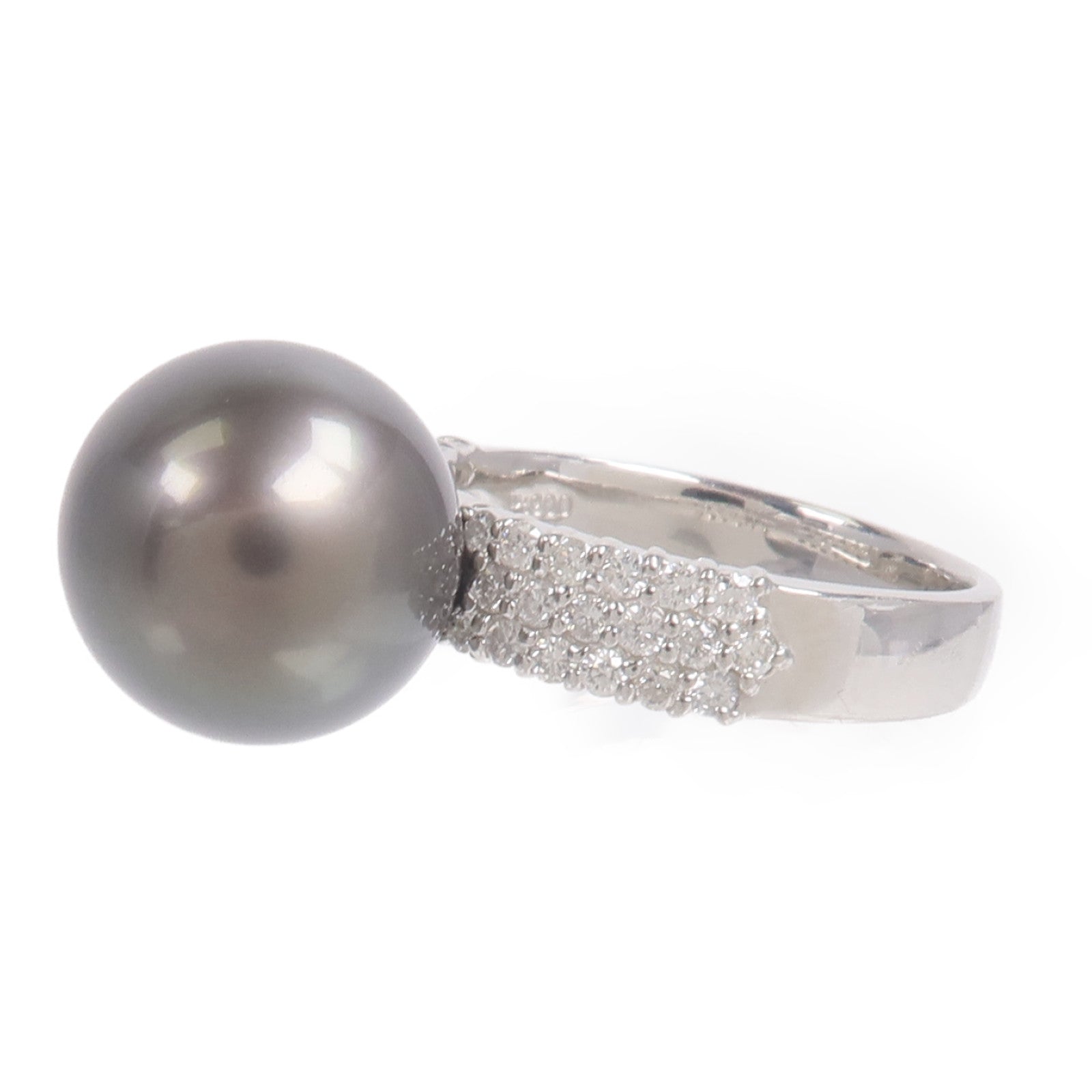 JEWELRY PT900鉑金Black Pearl Diamond Ring黑珍珠/鑽石戒指