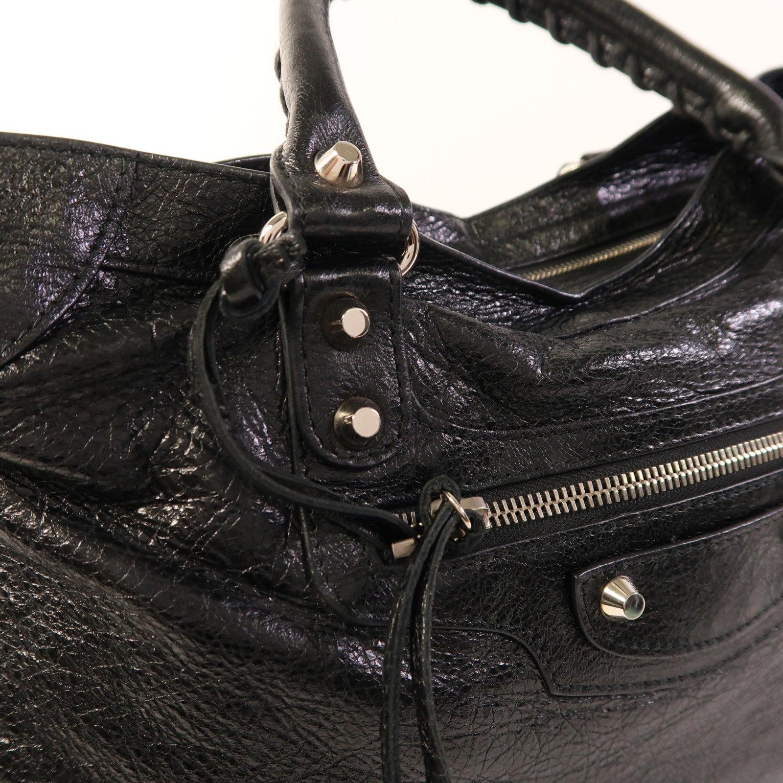 BALENCIAGA 皮革Classic City銀扣手挽肩背兩用袋