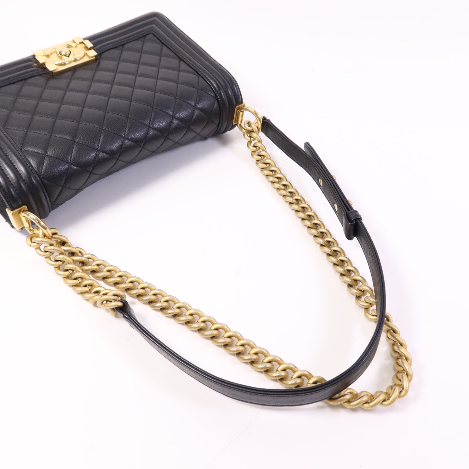 CHANEL 【激減優惠】牛皮皮革Boy 25金扣鏈帶肩背袋