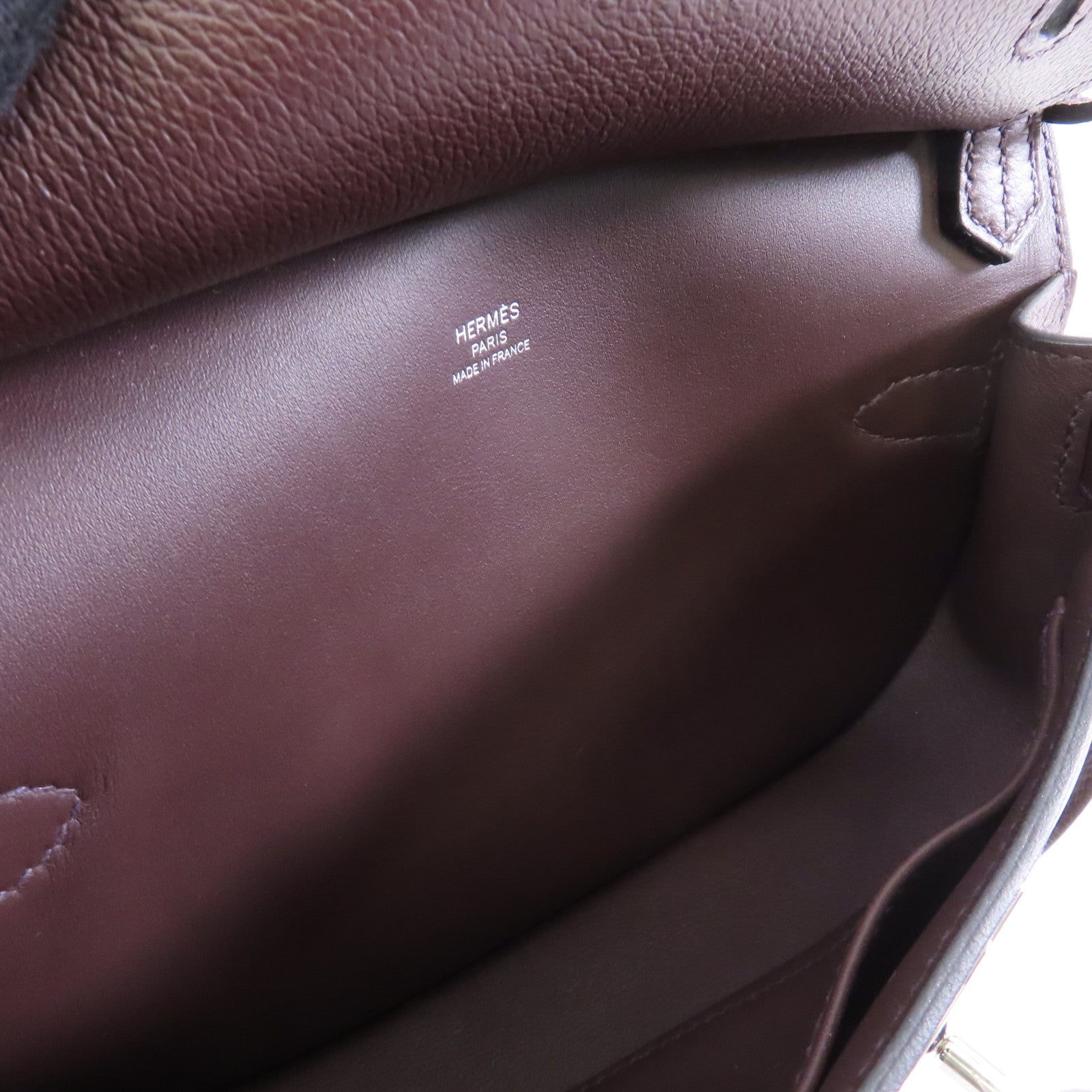 HERMES Evercolor皮革Mini Jypsiere銀扣肩背袋Rouge Sellier啡色