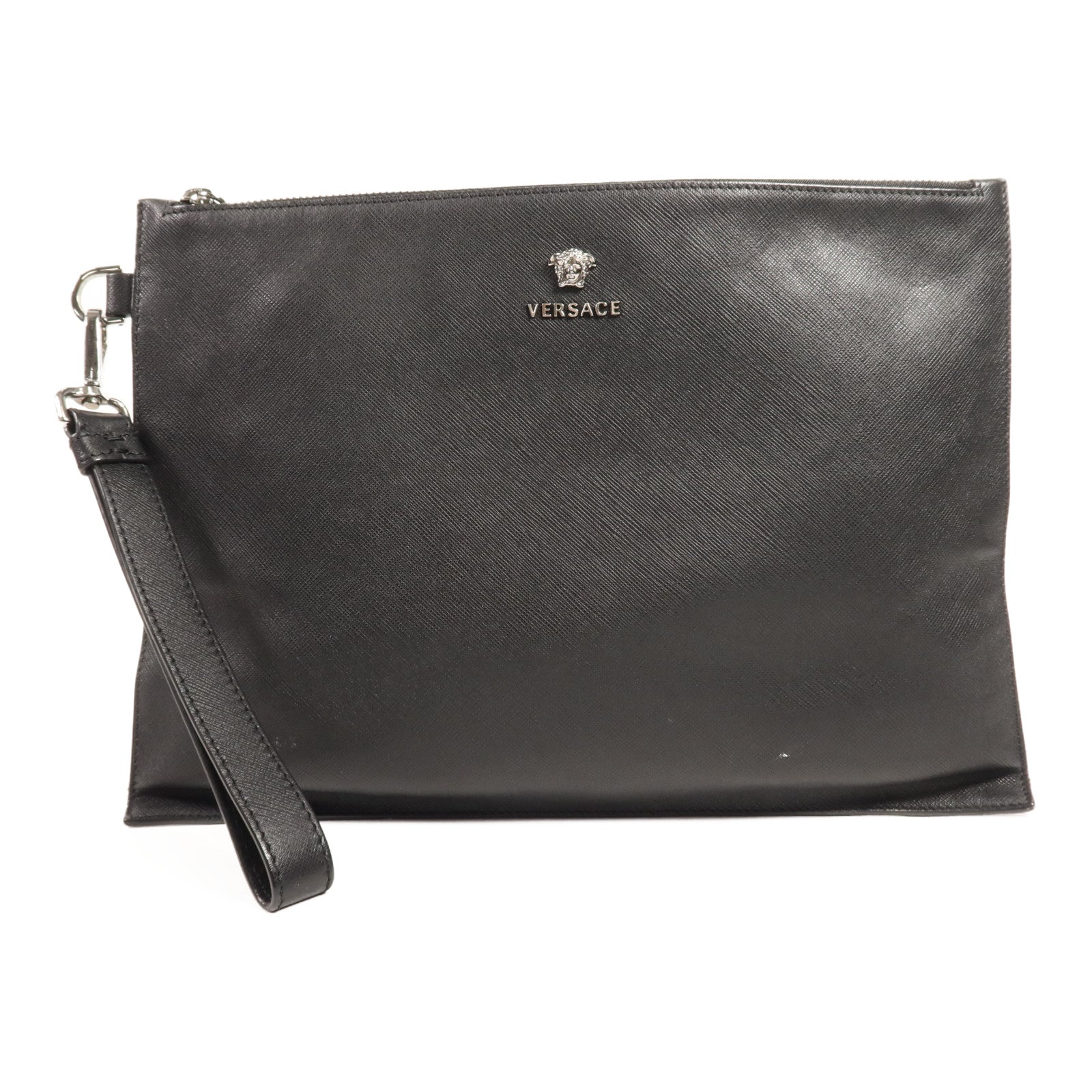 VERSACE 牛皮皮革Clutch Bag銀扣手拿包