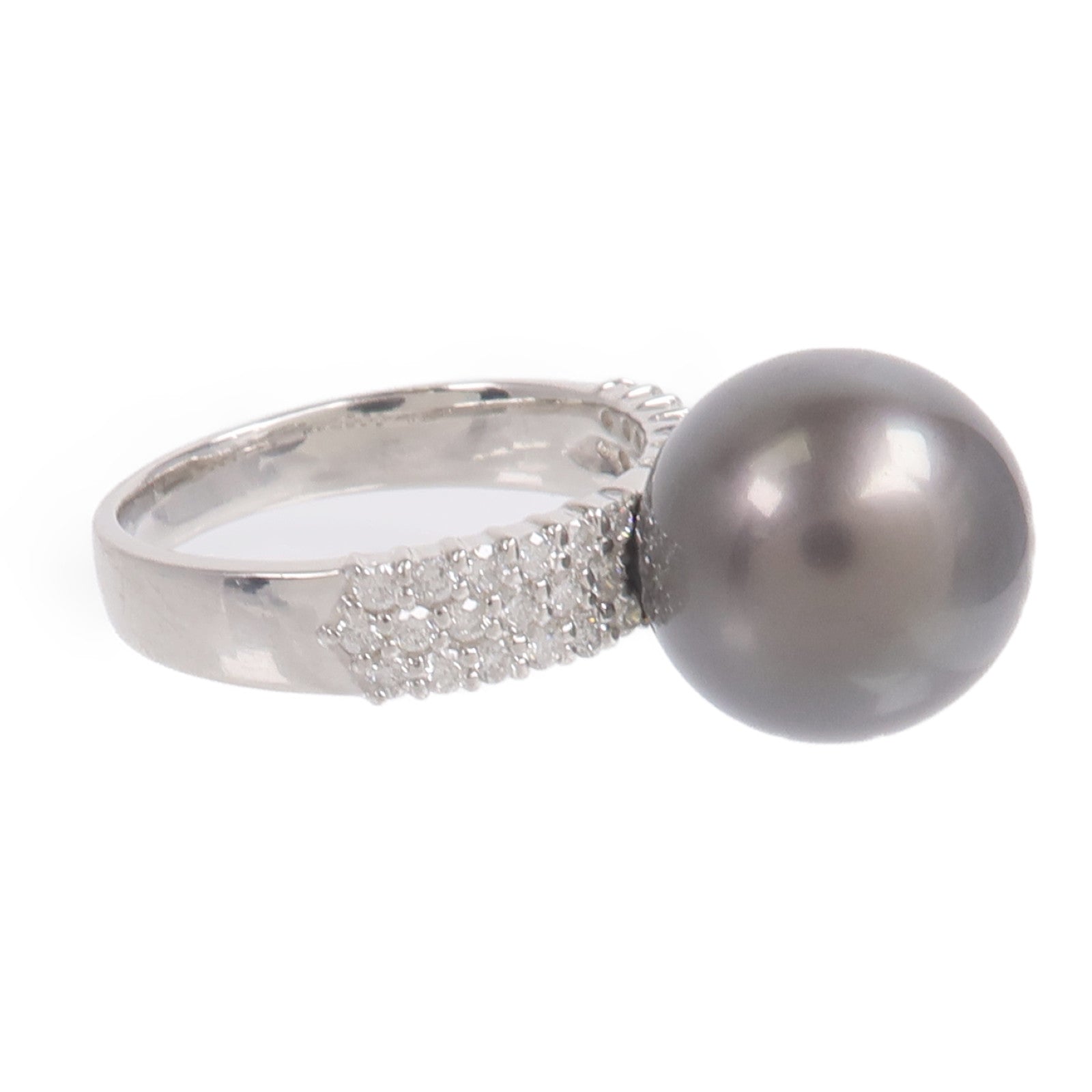 JEWELRY PT900鉑金Black Pearl Diamond Ring黑珍珠/鑽石戒指
