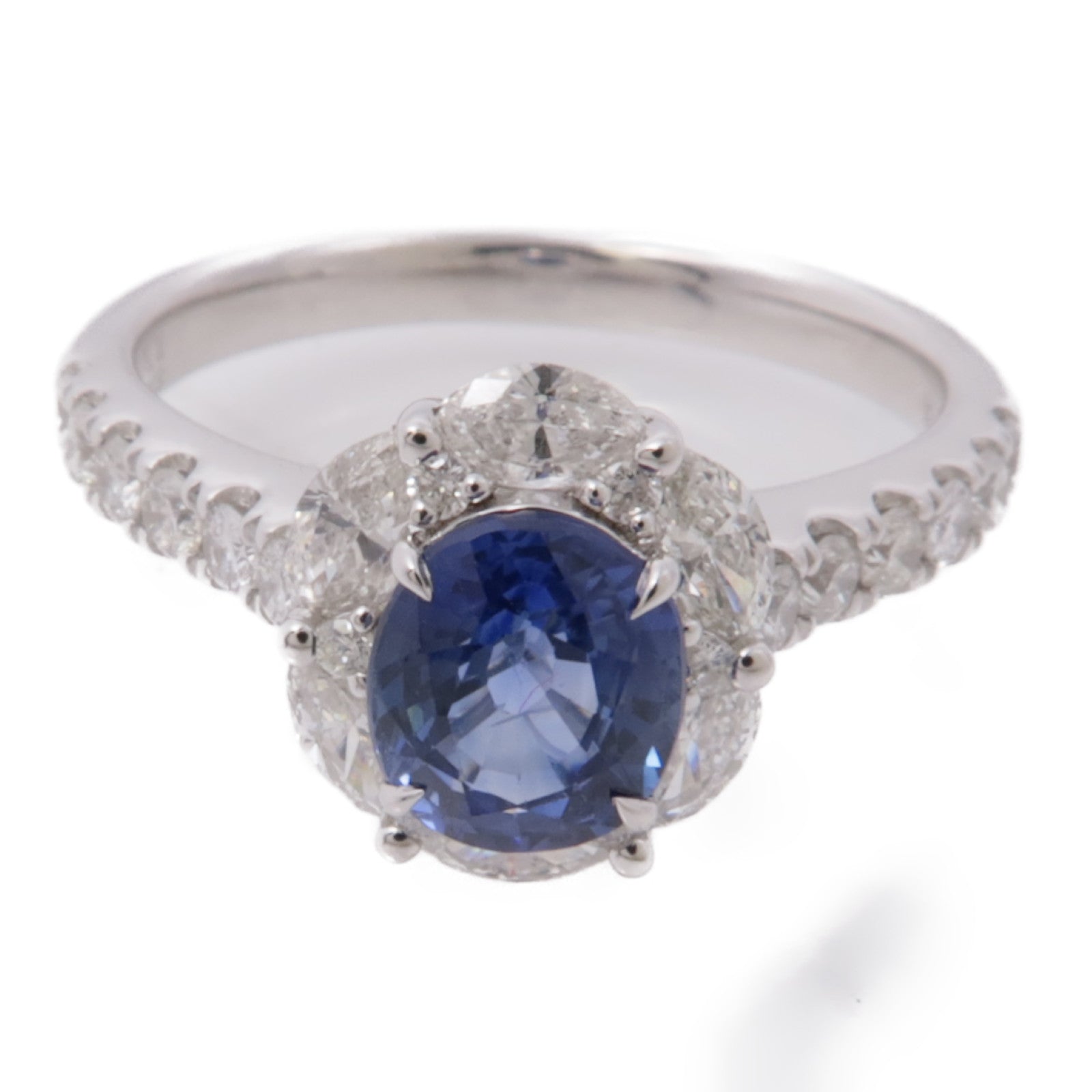 JEWELRY 18K白金Sapphire Diamond Ring藍寶石/鑽石戒指US#6