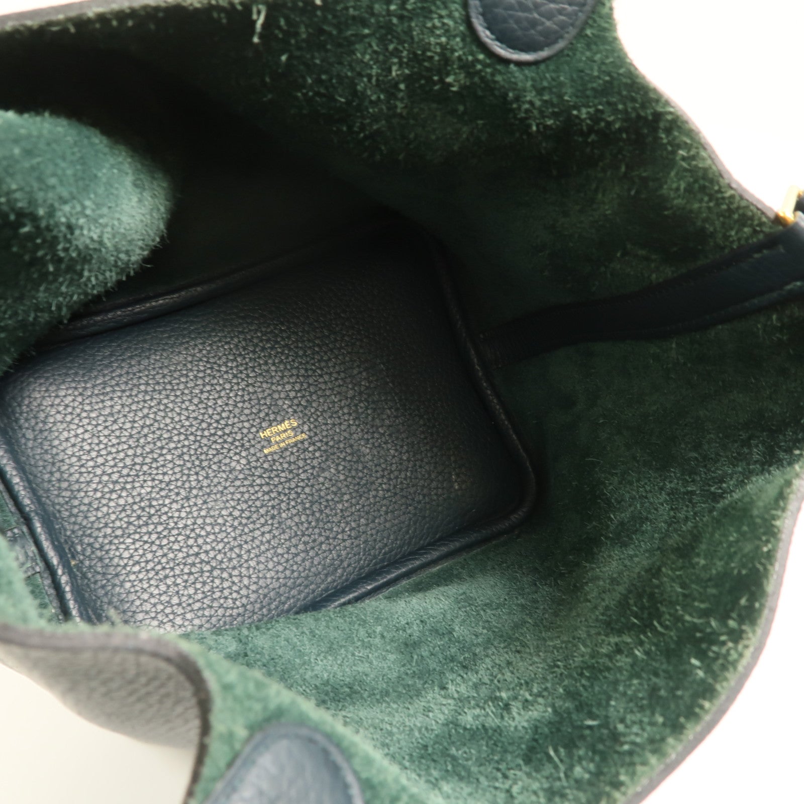 HERMES Clemence皮革Picotin PM手挽袋Vert Cypres