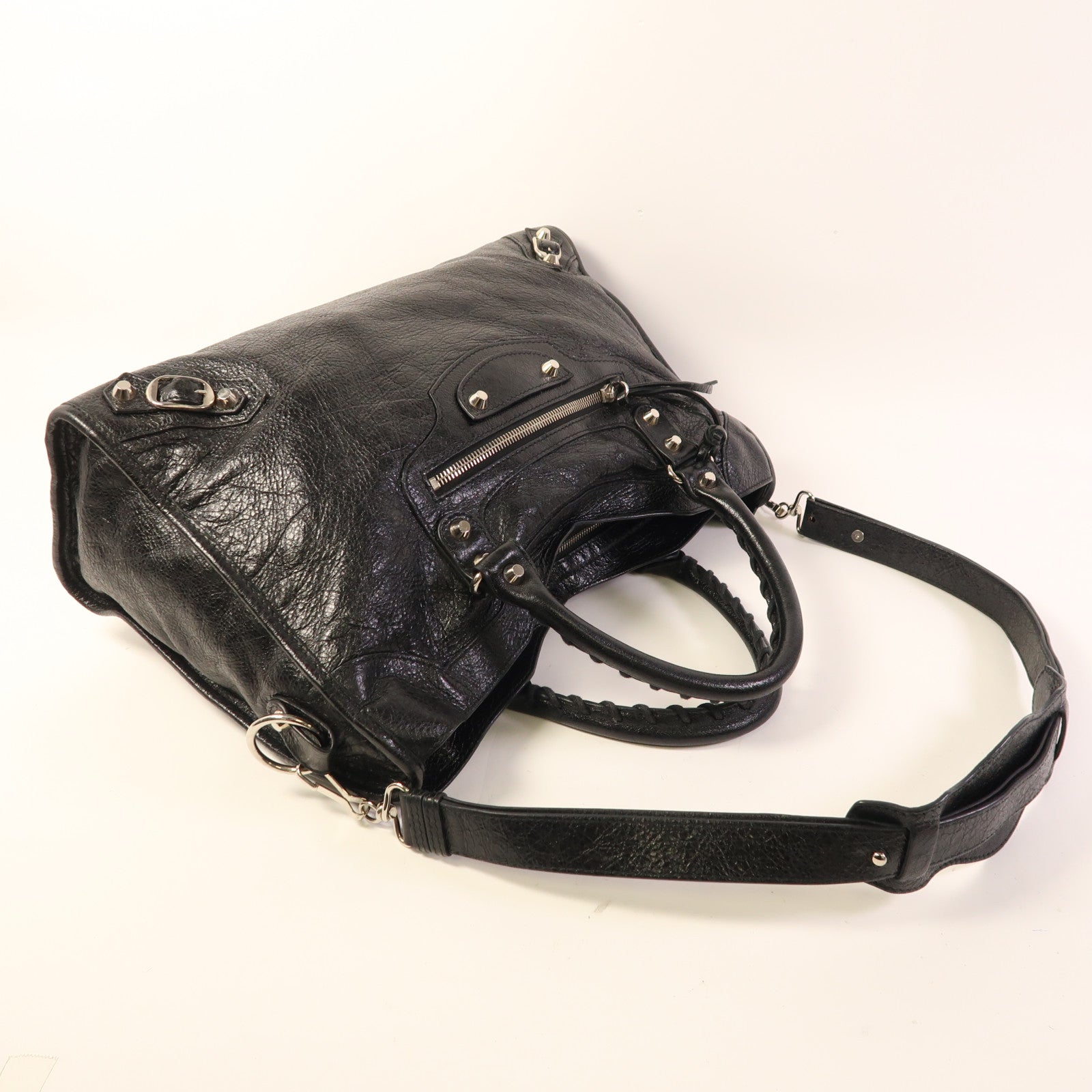 BALENCIAGA 皮革Classic City銀扣手挽肩背兩用袋