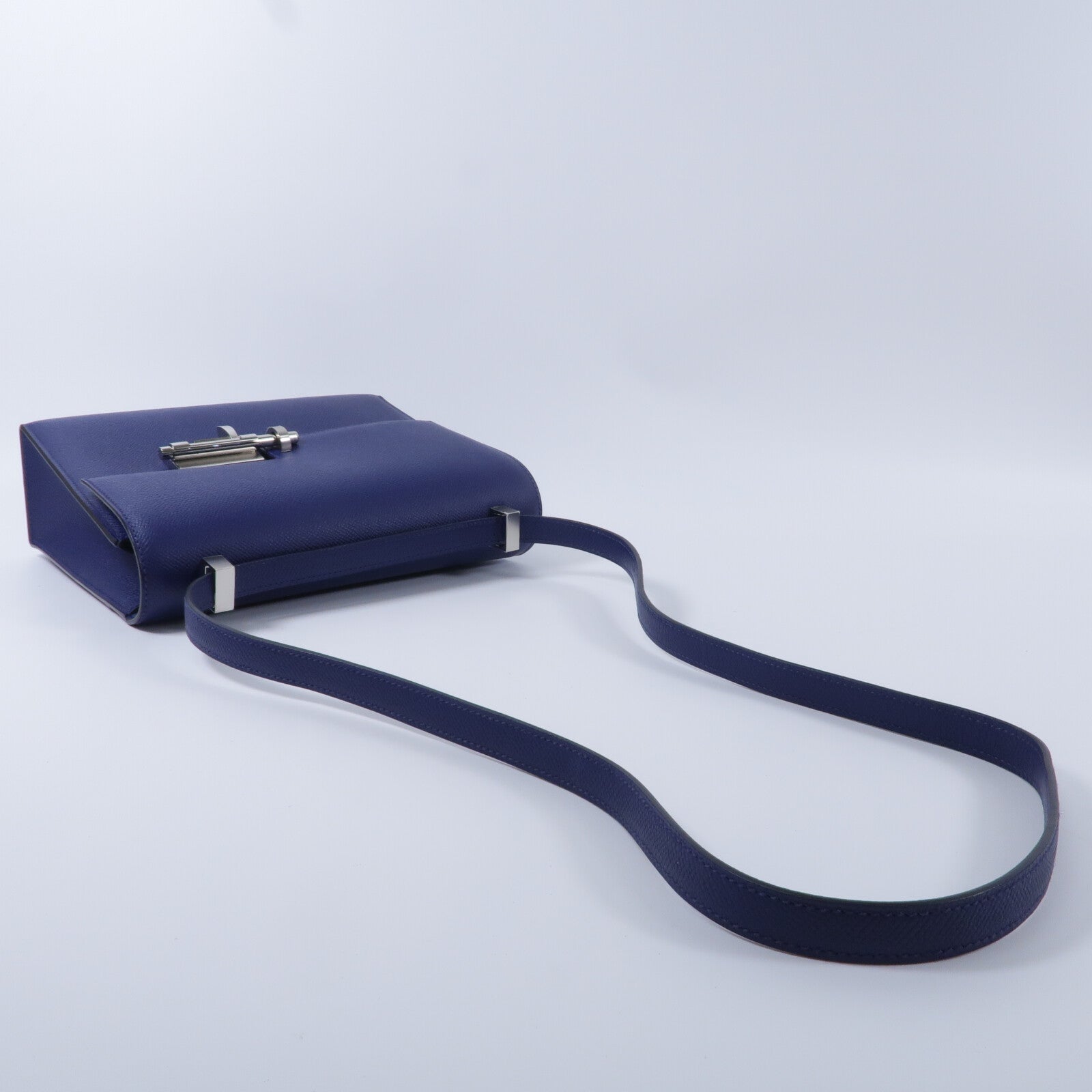 HERMES Epsom皮革Verrou 23肩背袋Bleu Saphir