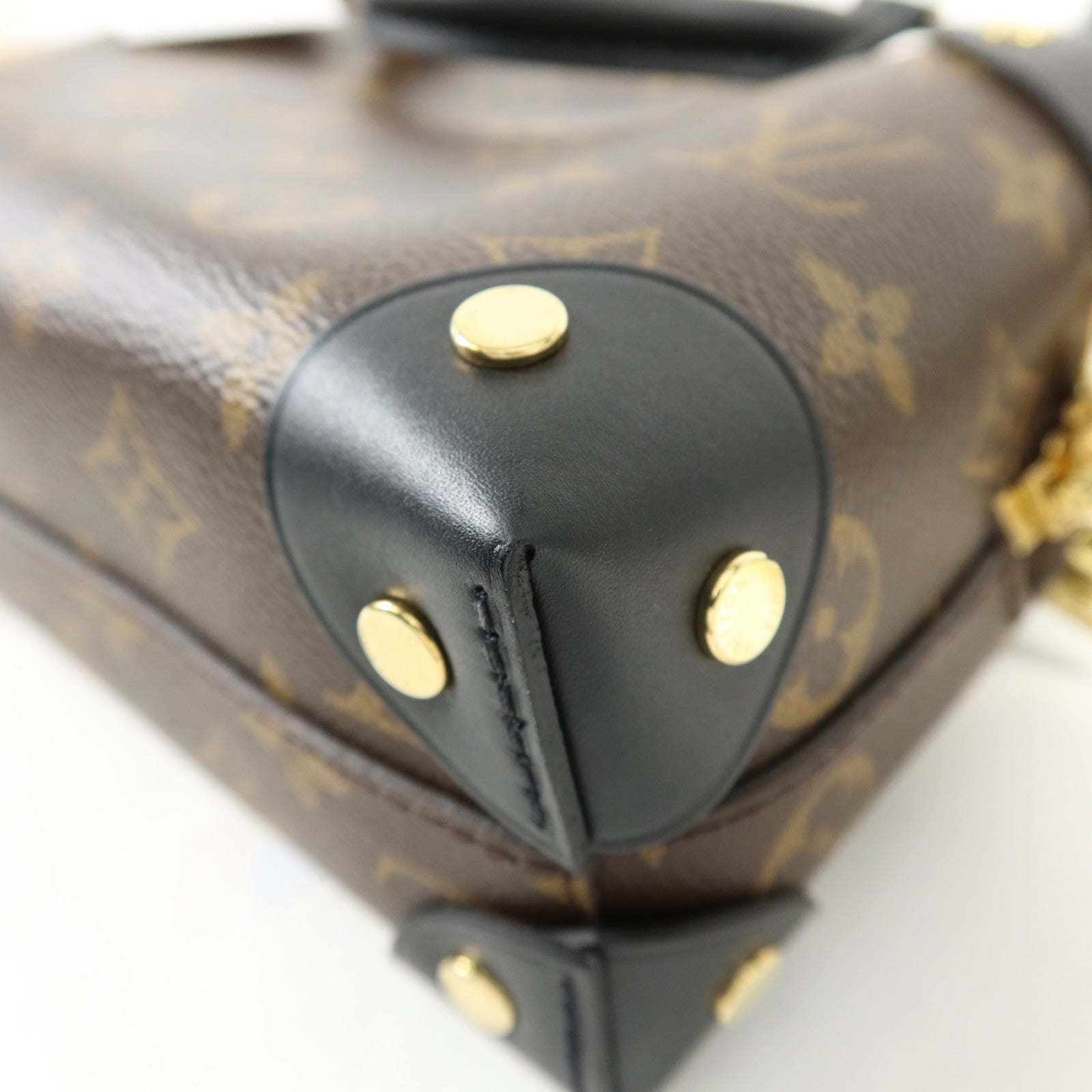 LOUIS VUITTON Monogram Petite Malle Souple金扣手挽肩背兩用袋棕色