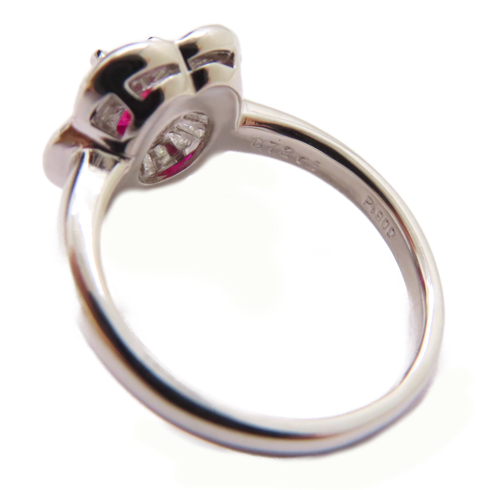 JEWELRY PT900鉑金Ruby Diamond Ring 0.73ct紅寶石/0.52ct鑽石戒指US#5.5