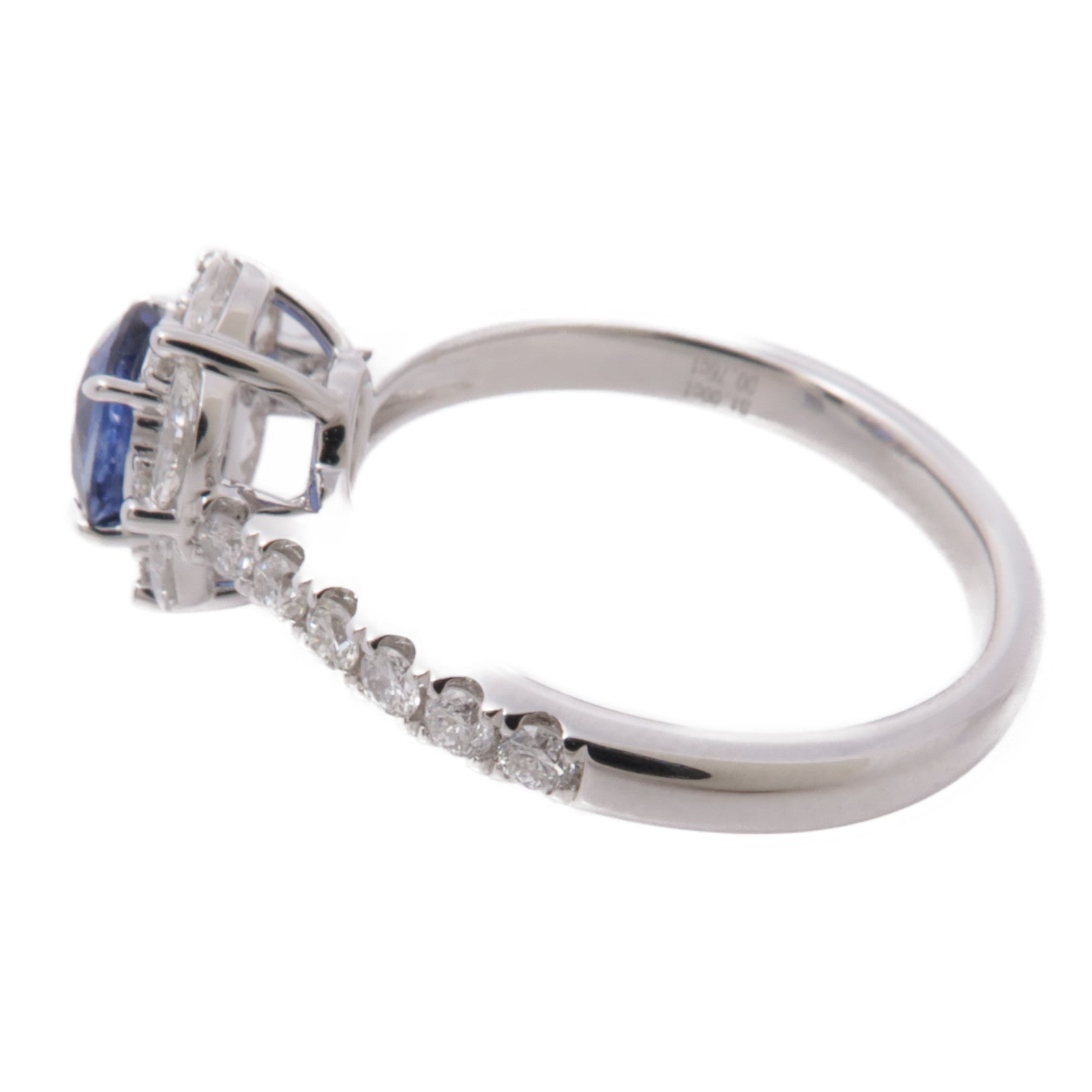 JEWELRY 18K白金Sapphire Diamond Ring藍寶石/鑽石戒指US#6