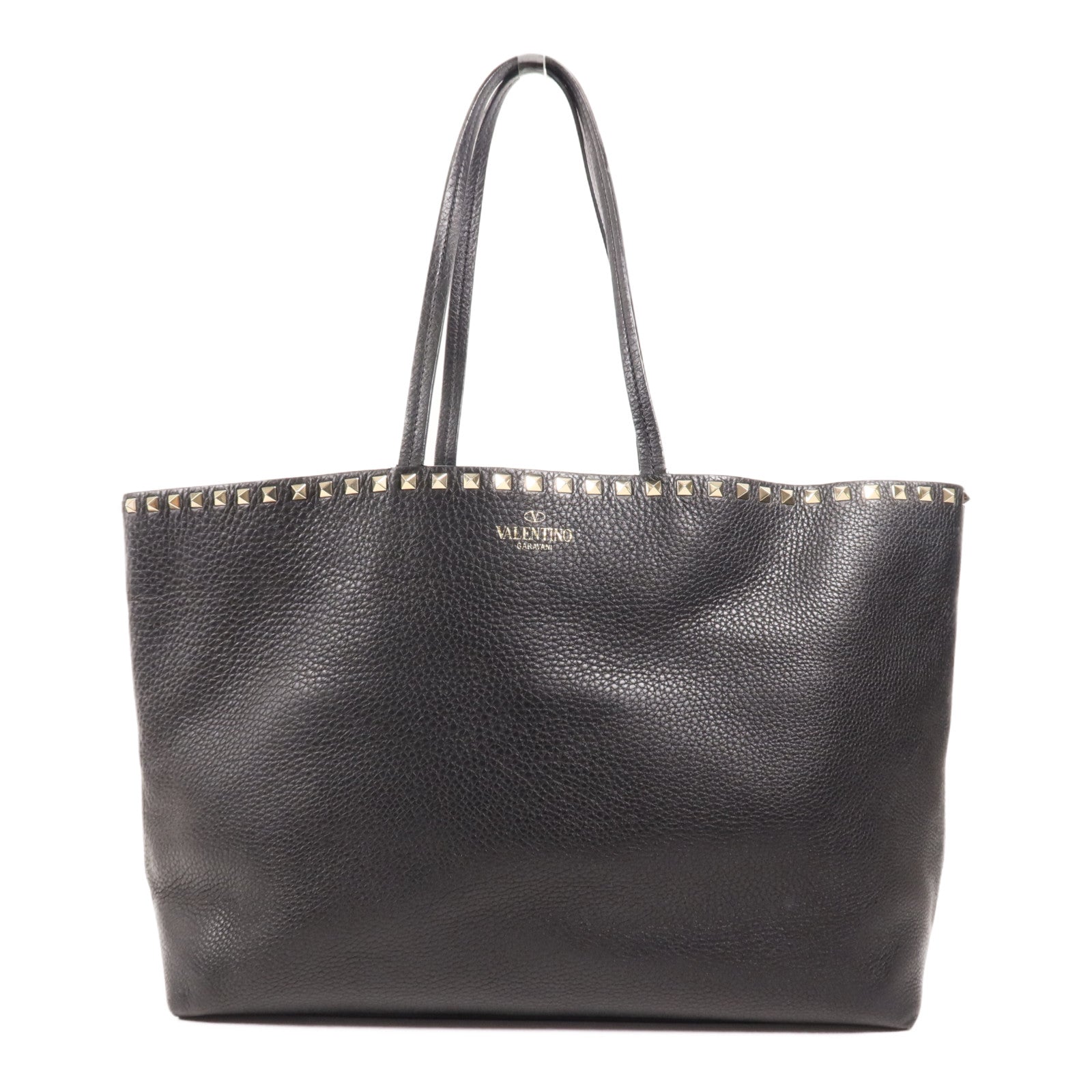 Valentino 牛皮皮革Tote Bag金扣肩背袋