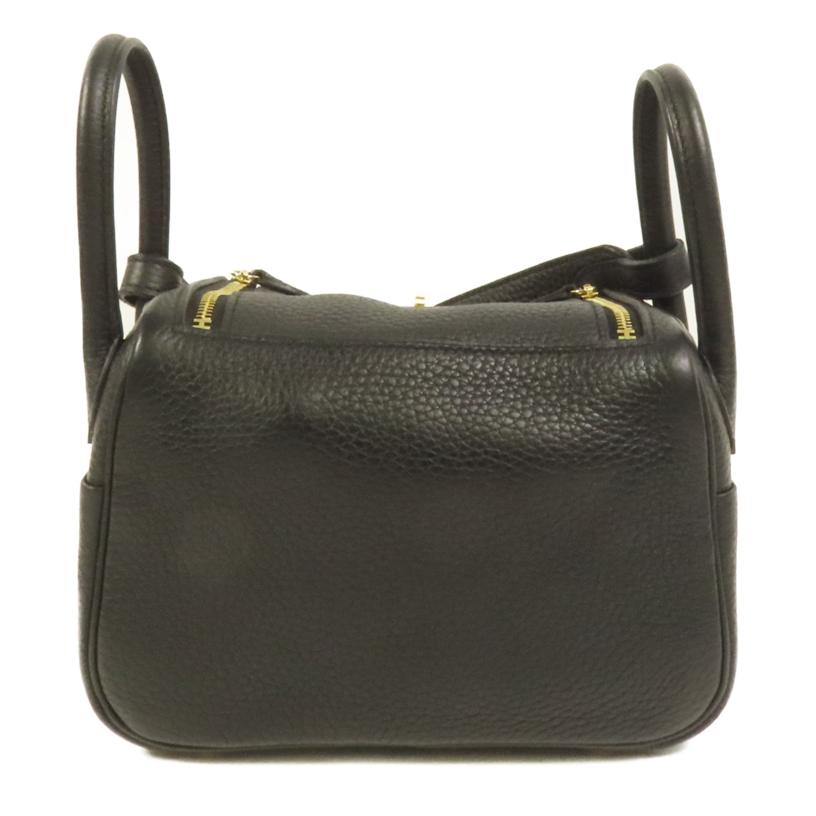 HERMES Clemence皮革Mini Lindy金扣手挽肩背兩用袋Noir