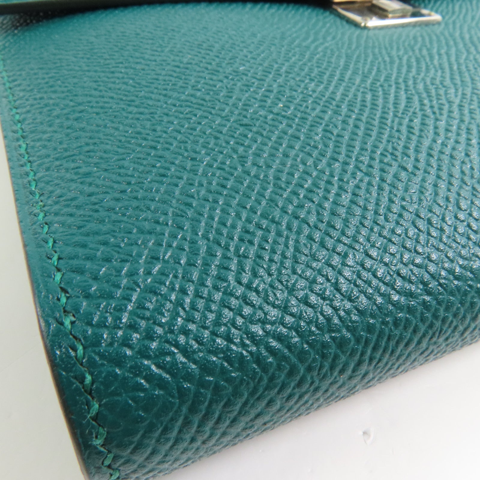 HERMES Epsom皮革Clic 16銀扣肩背袋Vert Vertigo