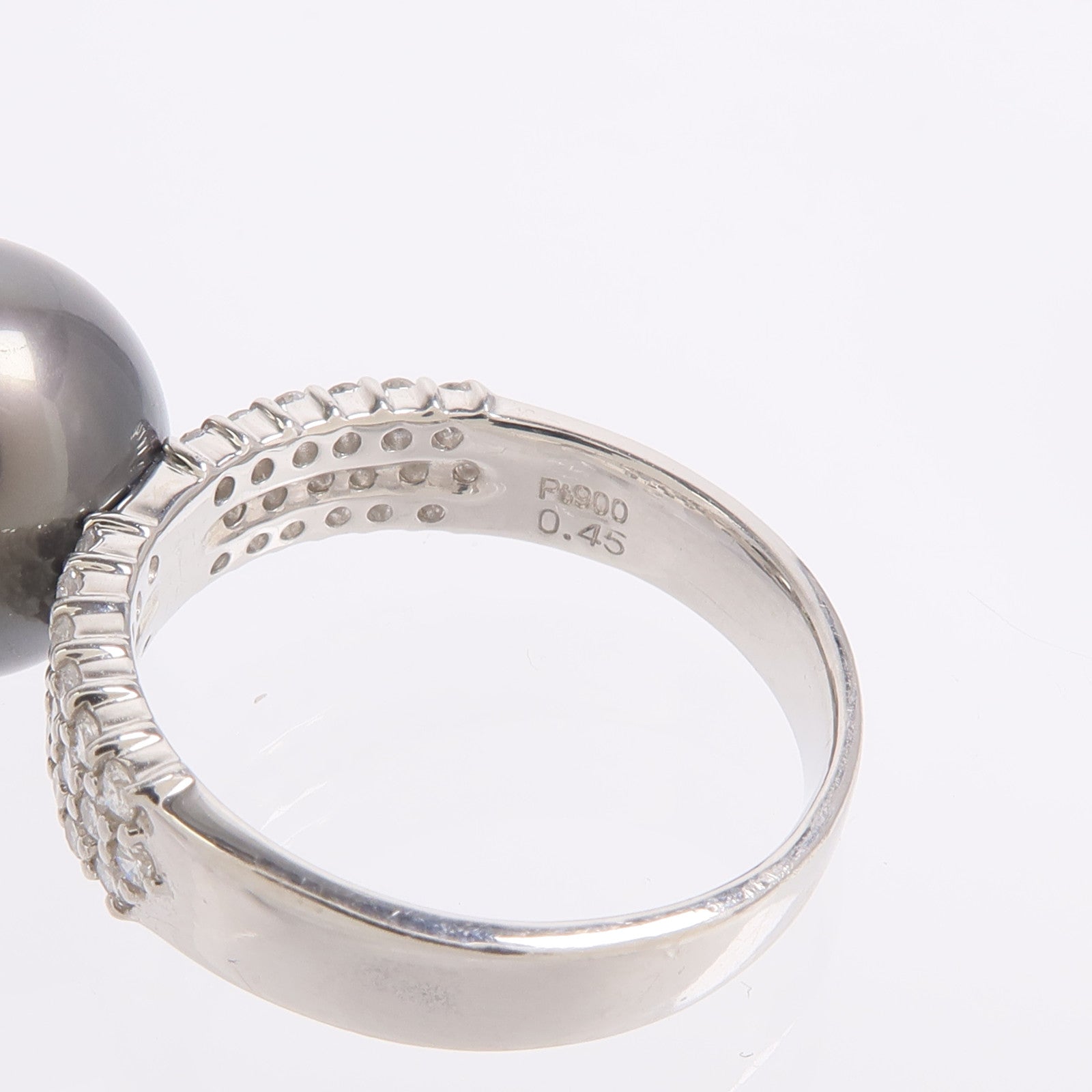 JEWELRY PT900鉑金Black Pearl Diamond Ring黑珍珠/鑽石戒指
