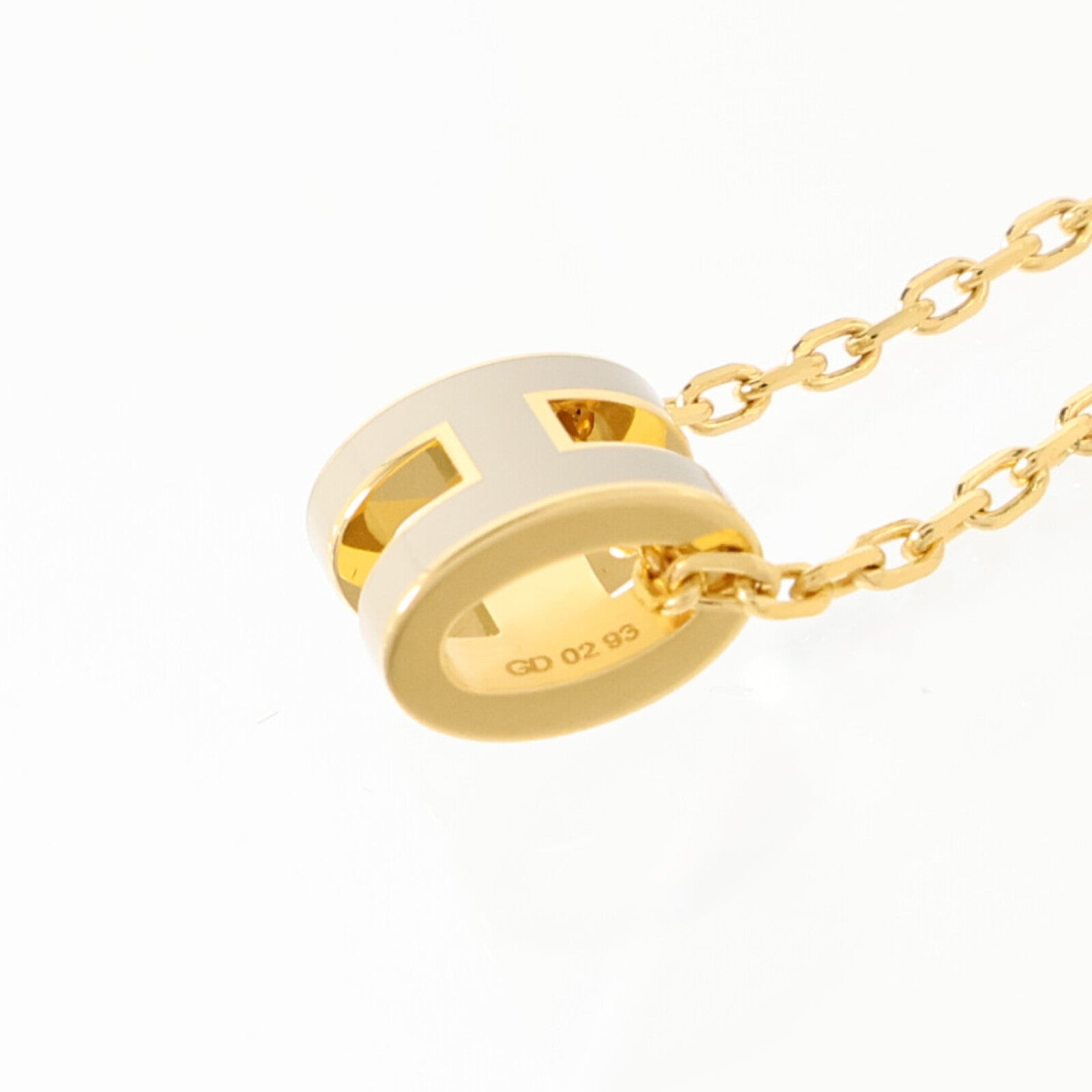 HERMES 金屬/琺瑯Mini Pop H Necklac金扣項鏈Marron Glace