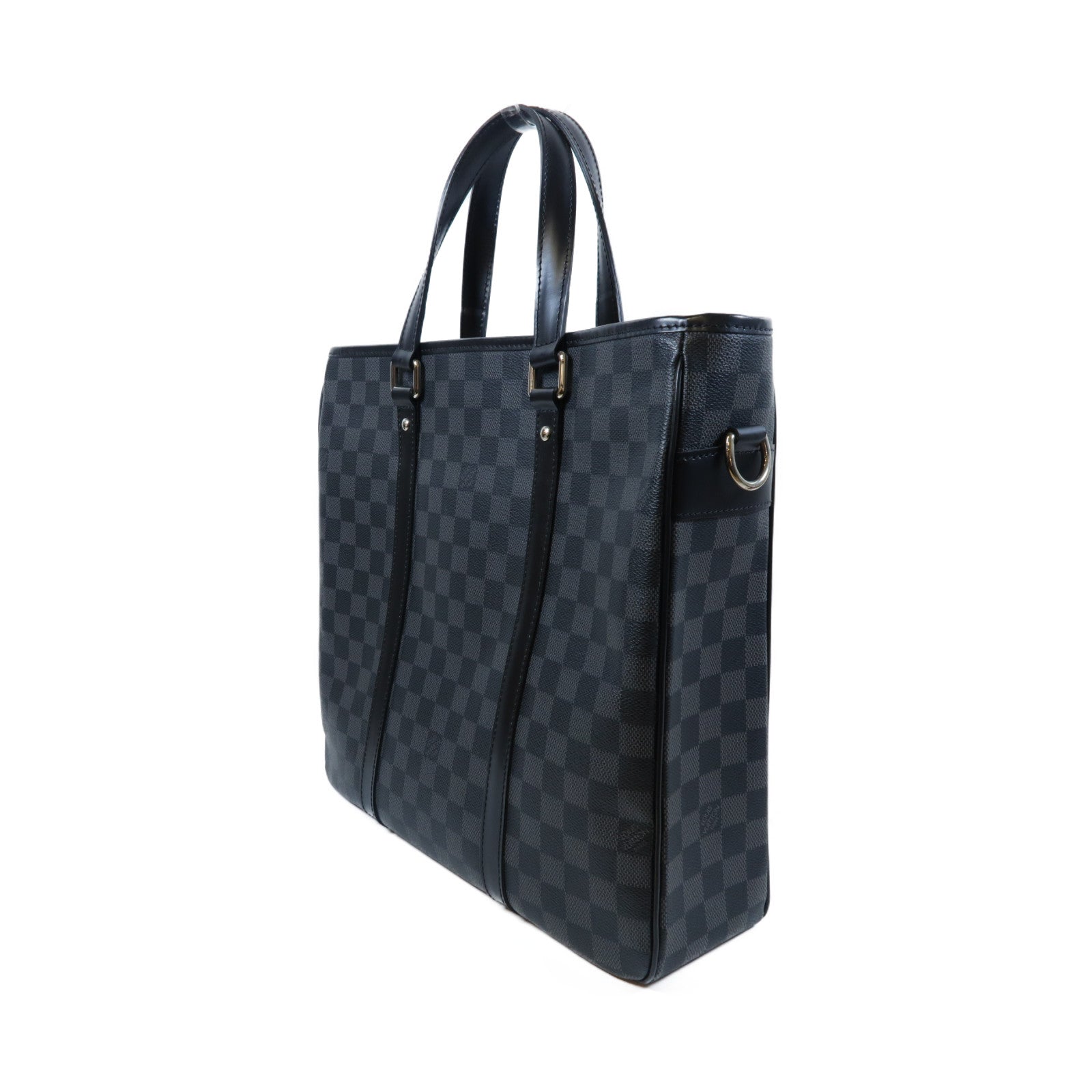 LOUIS VUITTON Damier Graphite Tadao銀扣手挽肩背兩用袋黑色