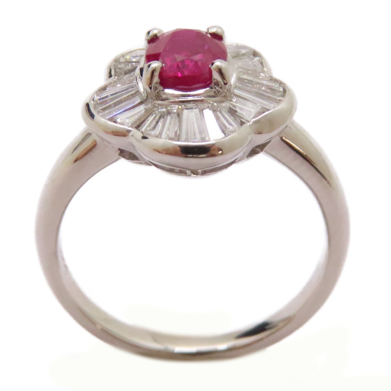 JEWELRY PT900鉑金Ruby Diamond Ring 0.73ct紅寶石/0.52ct鑽石戒指US#5.5