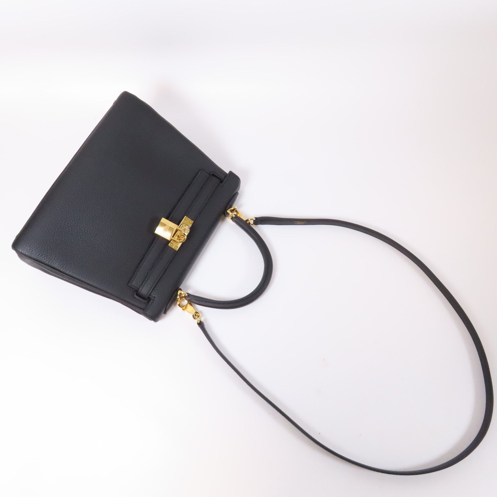 HERMES 【激減優惠】Togo皮革Kelly 25金扣手挽肩背兩用袋黑色
