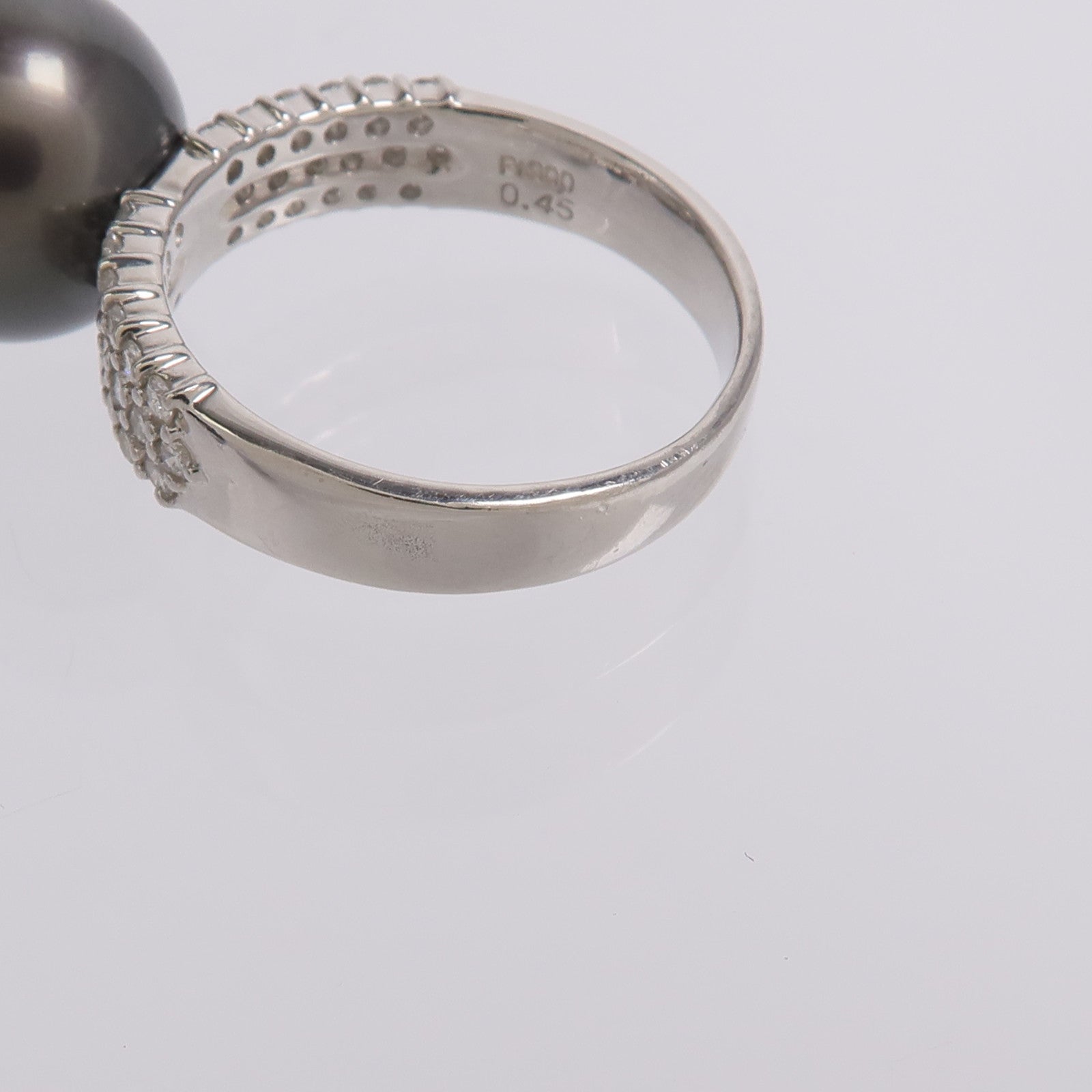 JEWELRY PT900鉑金Black Pearl Diamond Ring黑珍珠/鑽石戒指