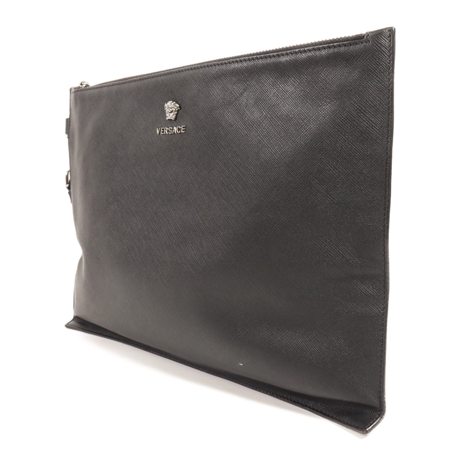 VERSACE 牛皮皮革Clutch Bag銀扣手拿包