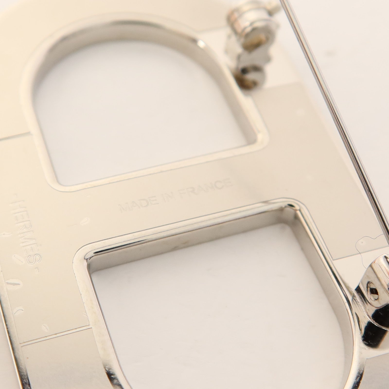 HERMES 金屬/Epsom皮革Chaine d'Aucre Brooch銀扣胸針Etain