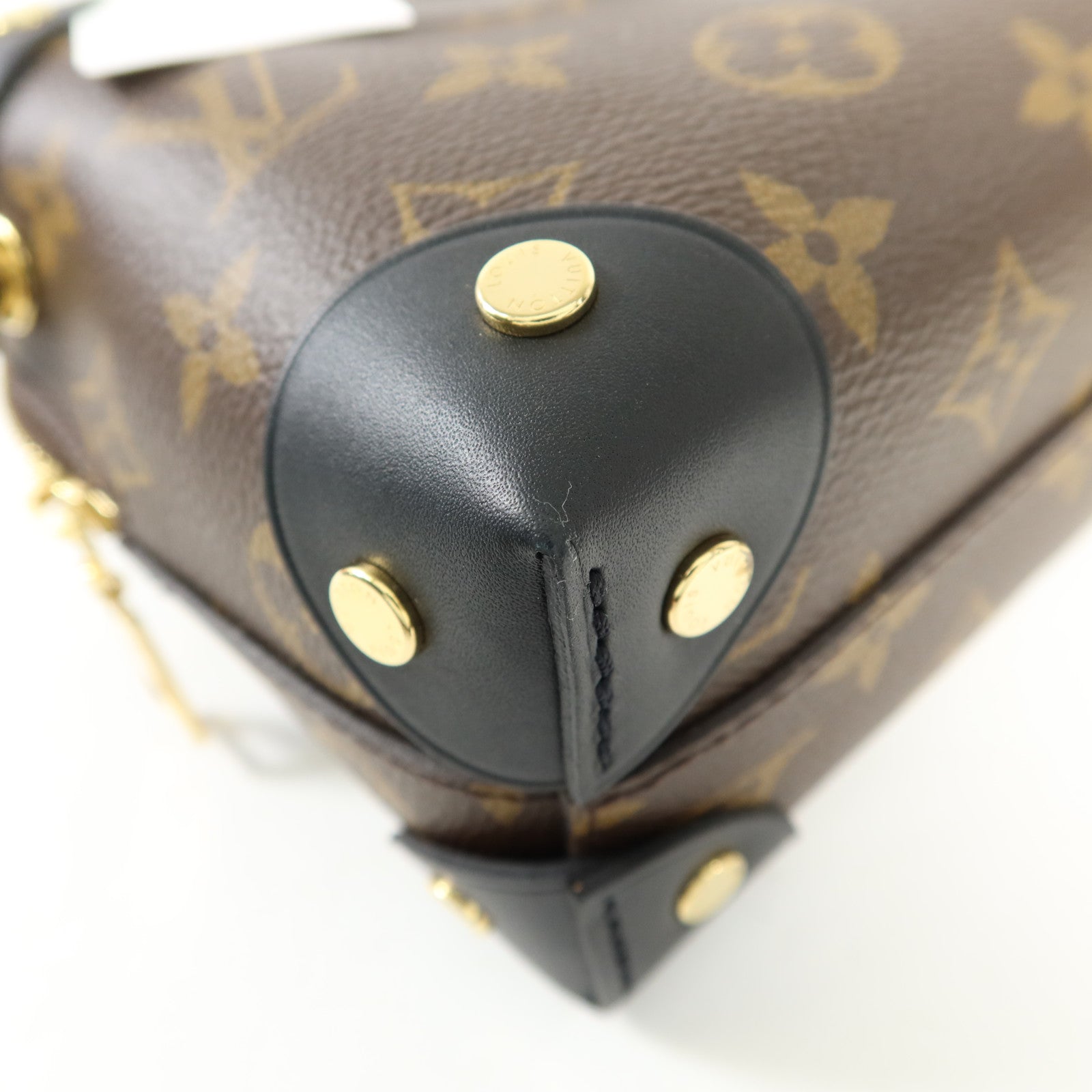 LOUIS VUITTON Monogram Petite Malle Souple金扣手挽肩背兩用袋棕色