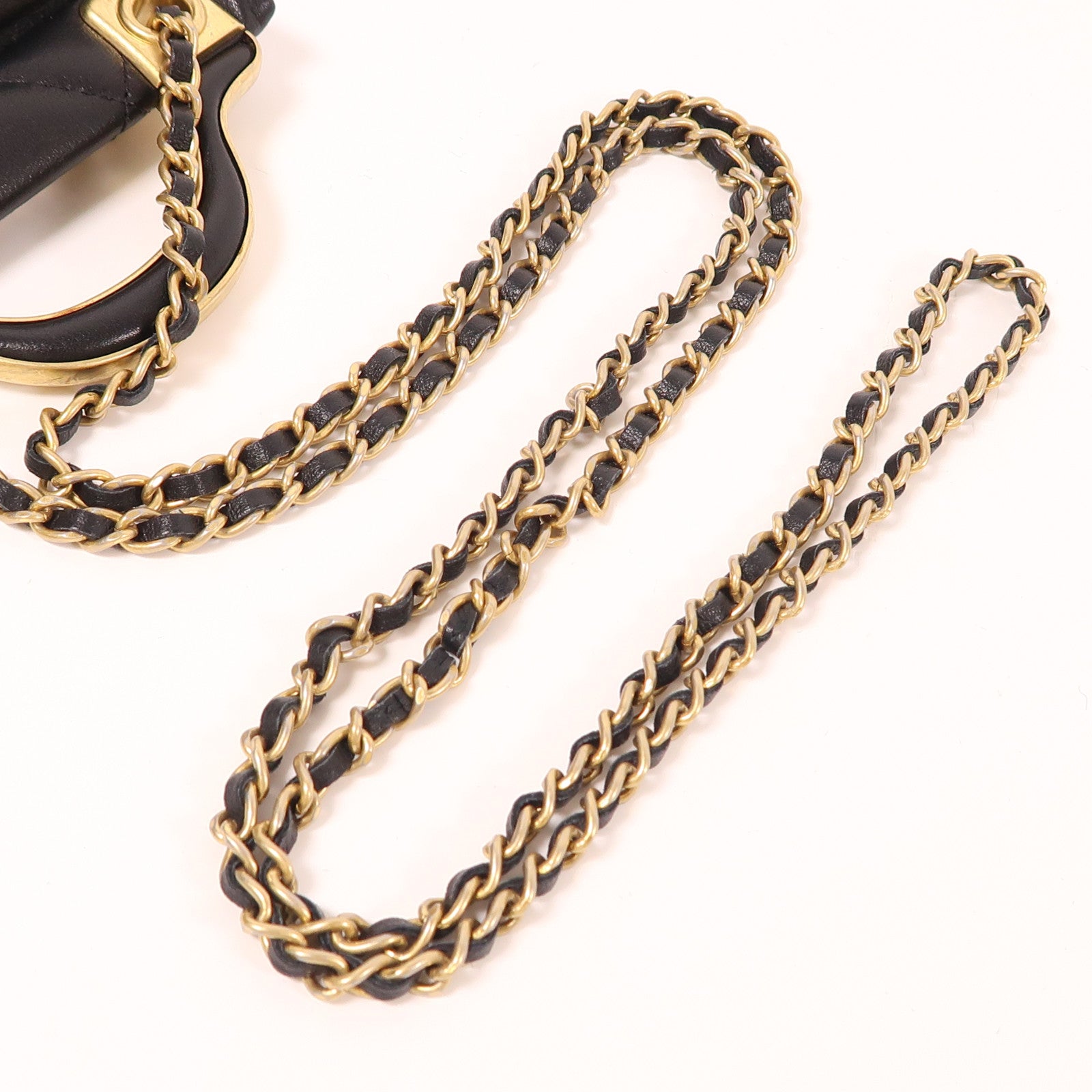 CHANEL 羊皮皮革Chain Shoulder金扣手挽肩背兩用袋