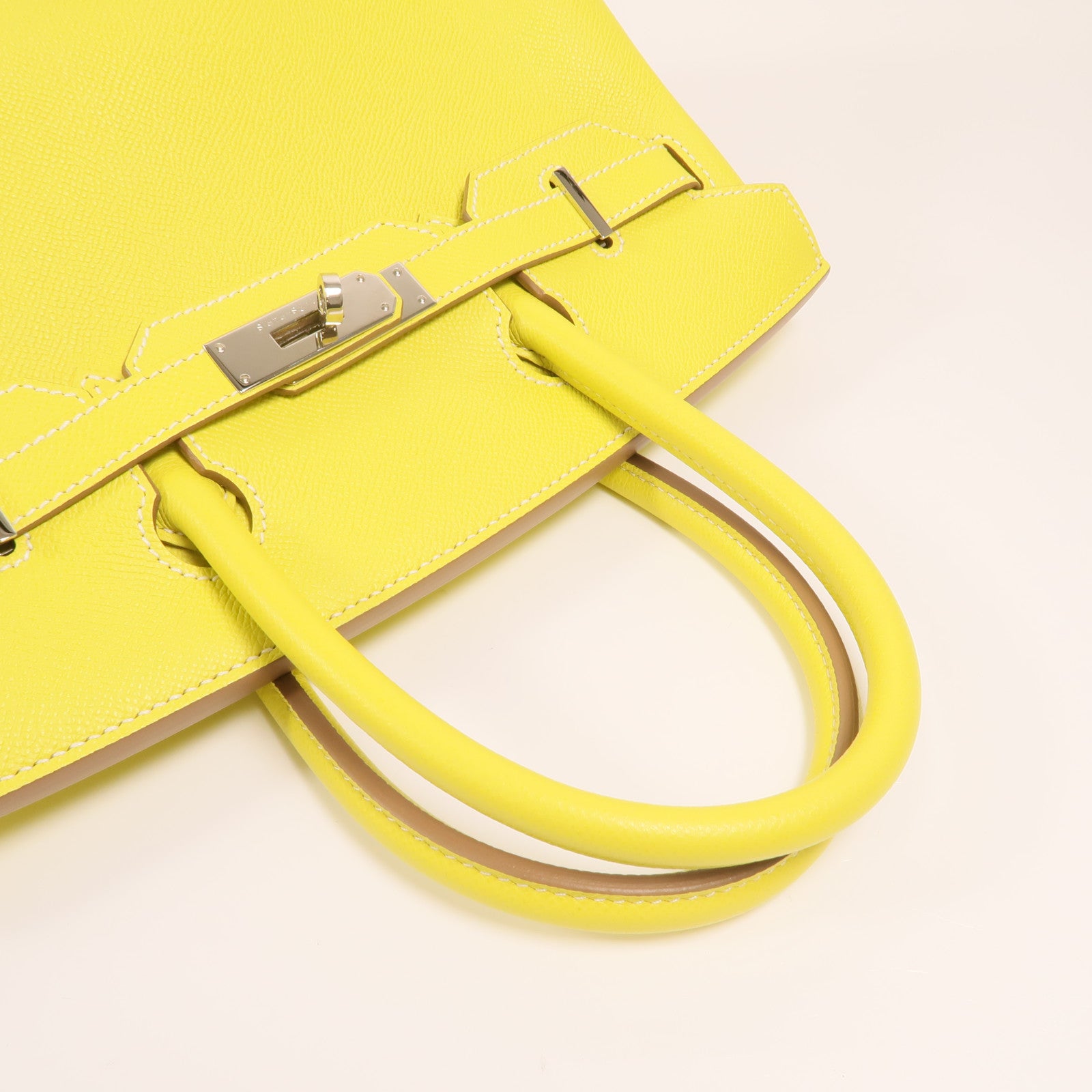 HERMES Epsom皮革Birkin30銀扣手挽袋Lime
