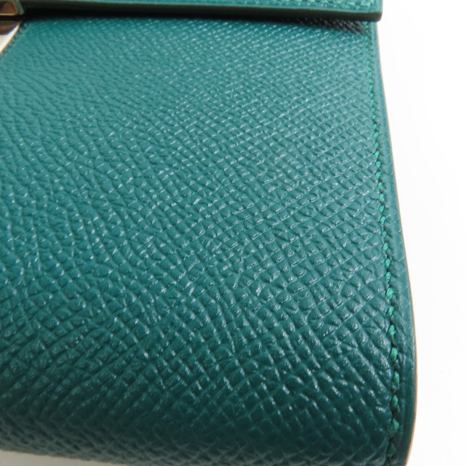 HERMES Epsom皮革Clic 16銀扣肩背袋Vert Vertigo