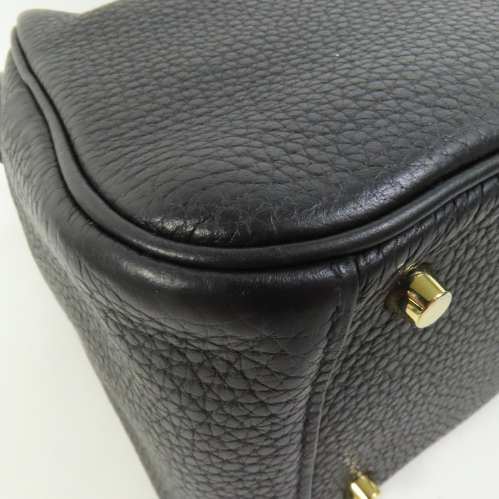 HERMES Clemence皮革Mini Lindy金扣手挽肩背兩用袋Noir