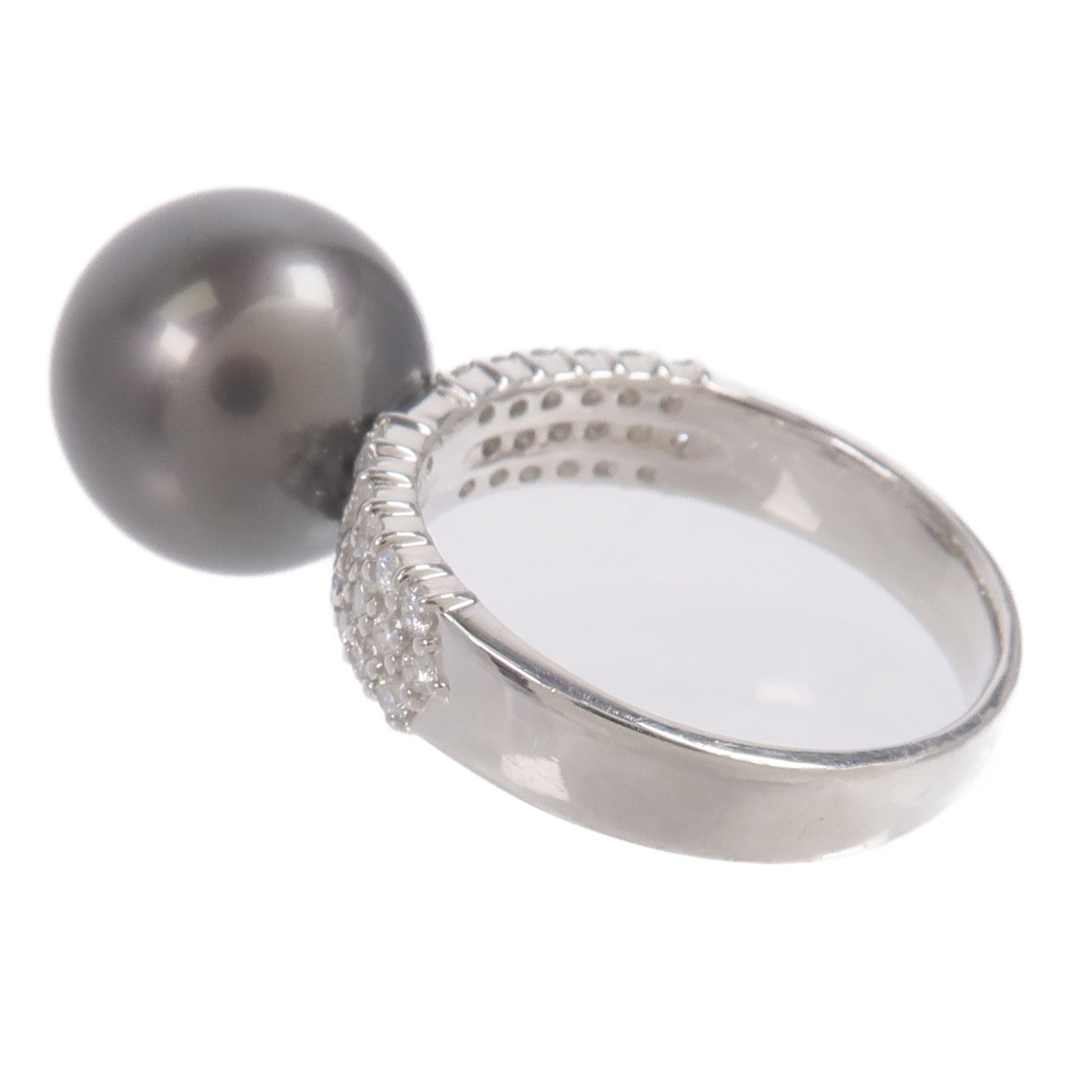 JEWELRY PT900鉑金Black Pearl Diamond Ring黑珍珠/鑽石戒指