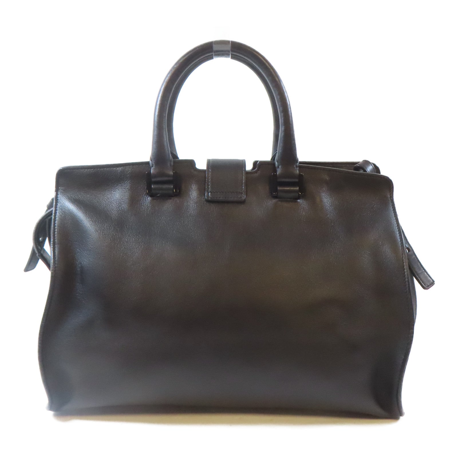 SAINT LAURENT 牛皮皮革Petit Cabas銀扣手挽肩背兩用袋黑色