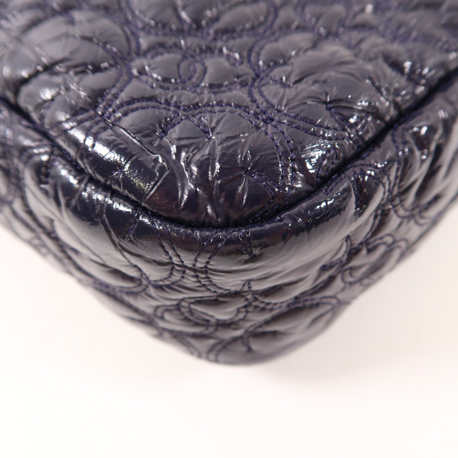 CHANEL 漆皮皮革Chain Shoulder Bag銀扣鏈帶肩背袋深紫色