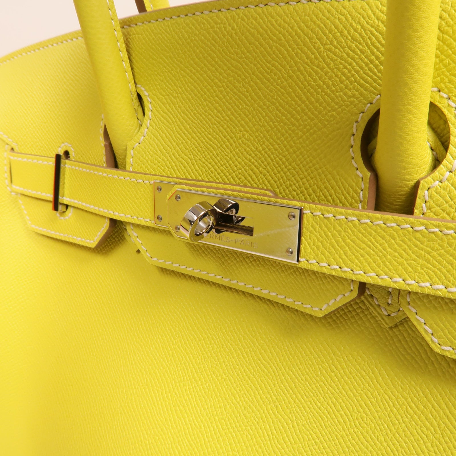 HERMES Epsom皮革Birkin30銀扣手挽袋Lime