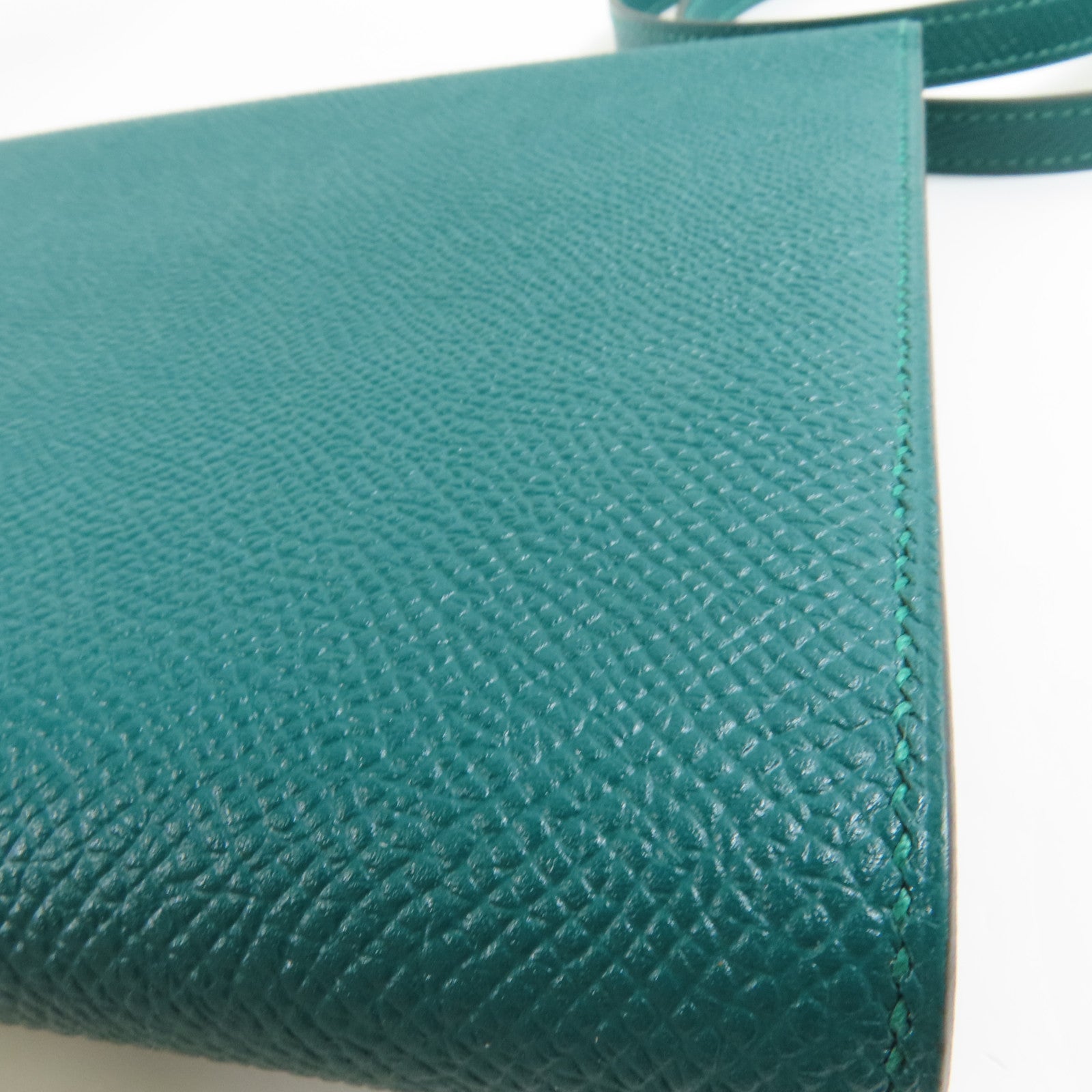 HERMES Epsom皮革Clic 16銀扣肩背袋Vert Vertigo