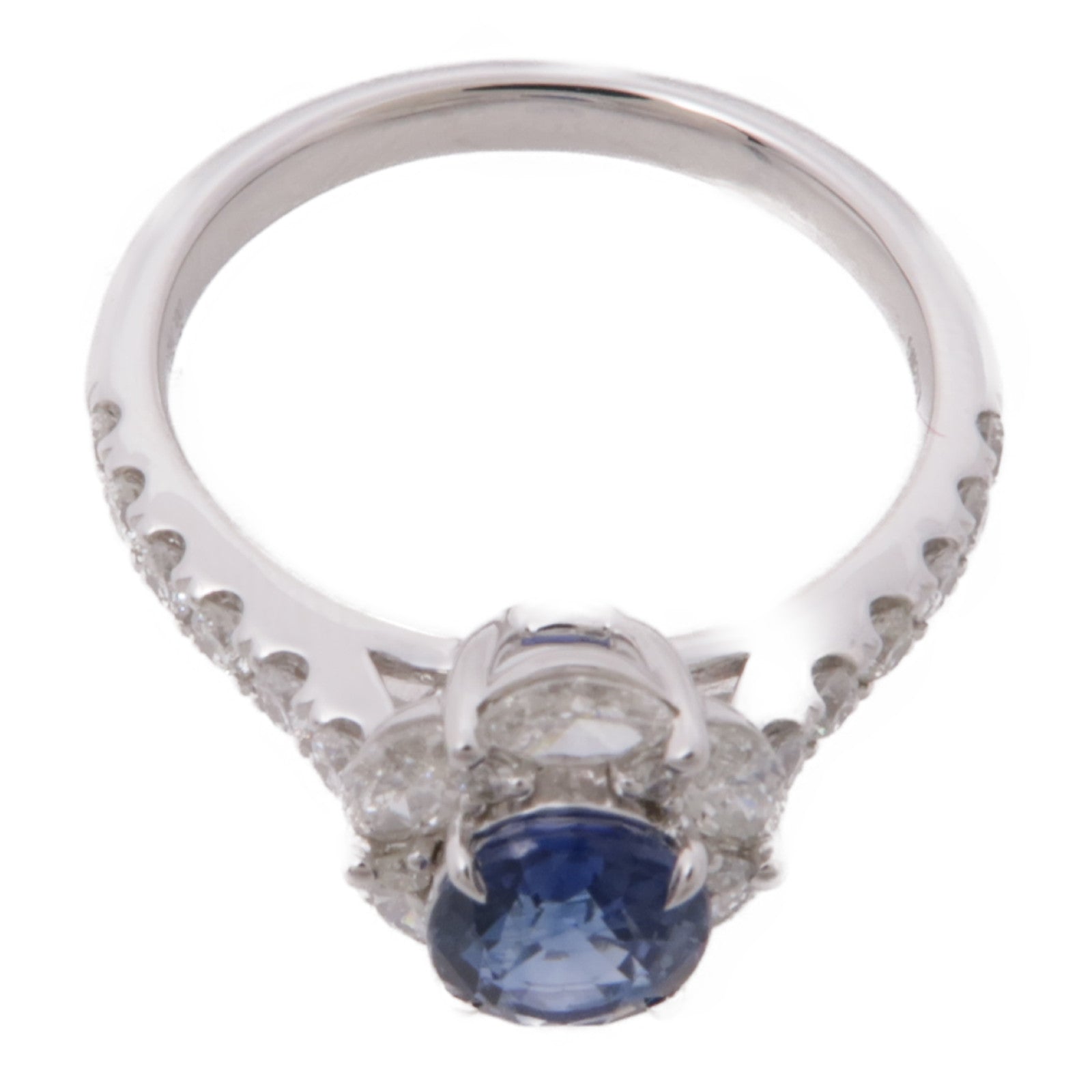 JEWELRY 18K白金Sapphire Diamond Ring藍寶石/鑽石戒指US#6