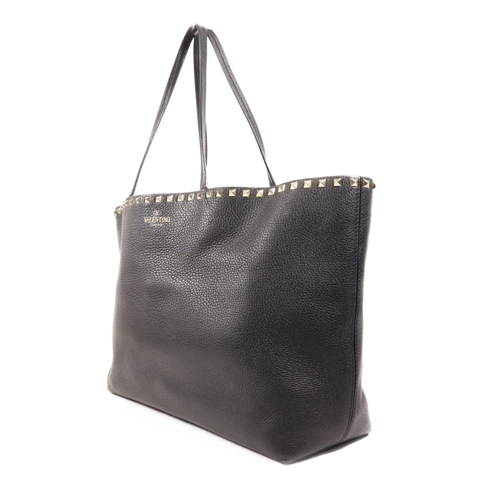 Valentino 牛皮皮革Tote Bag金扣肩背袋