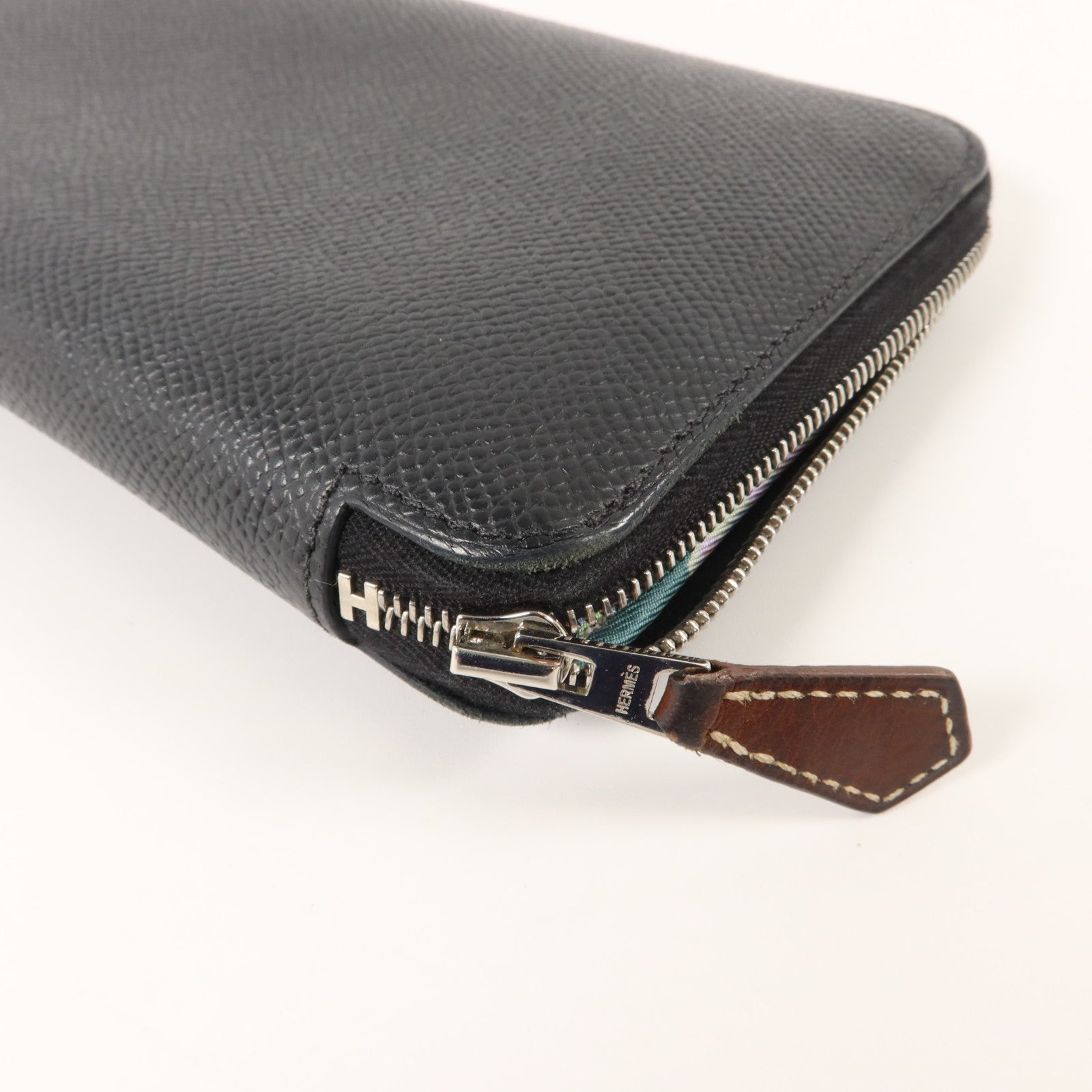 HERMES Epsom皮革Silk In Classique Long Wallet長錢包Noir