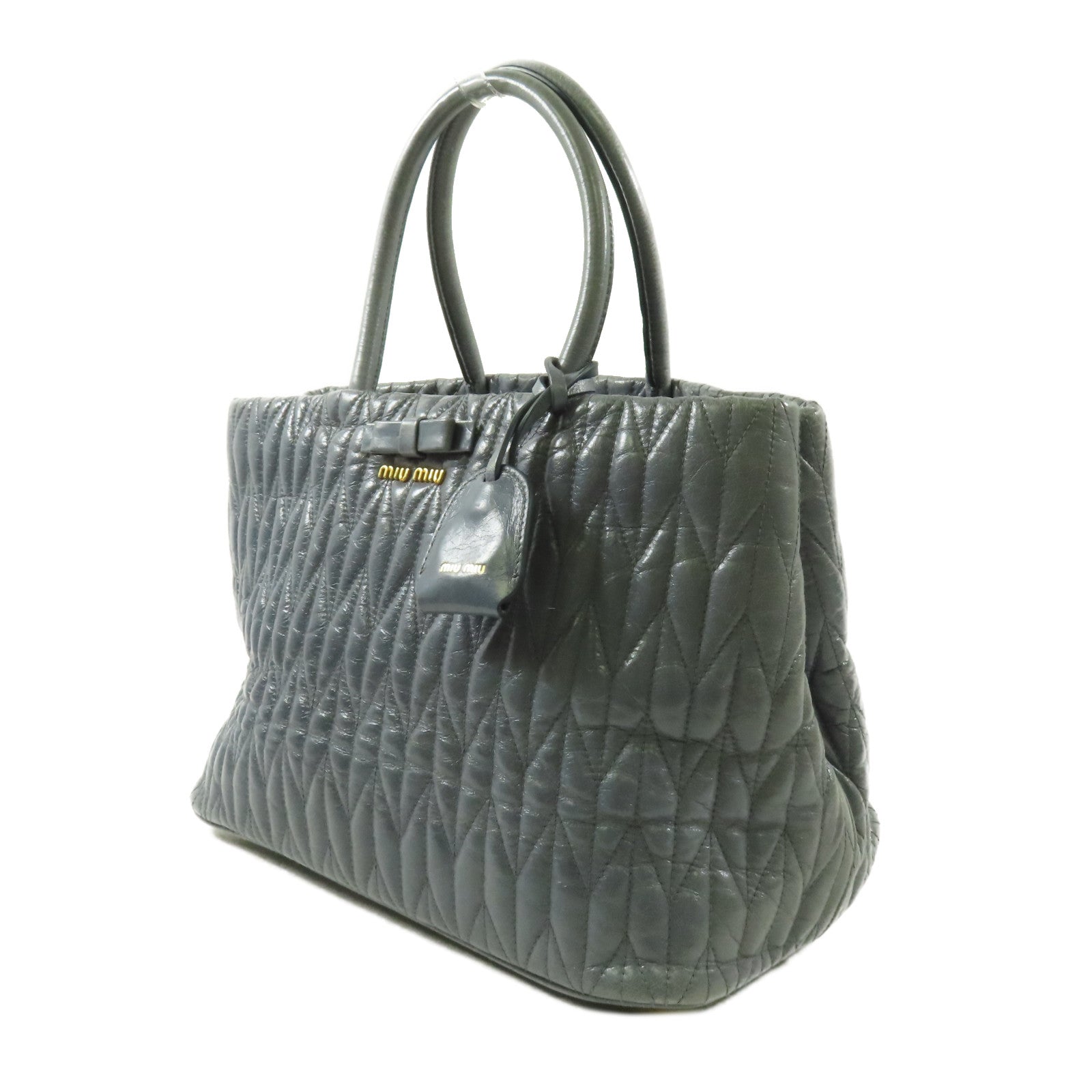 Miu Miu 牛皮皮革2 Way Shoulder Bag金扣手挽肩背兩用袋藍色