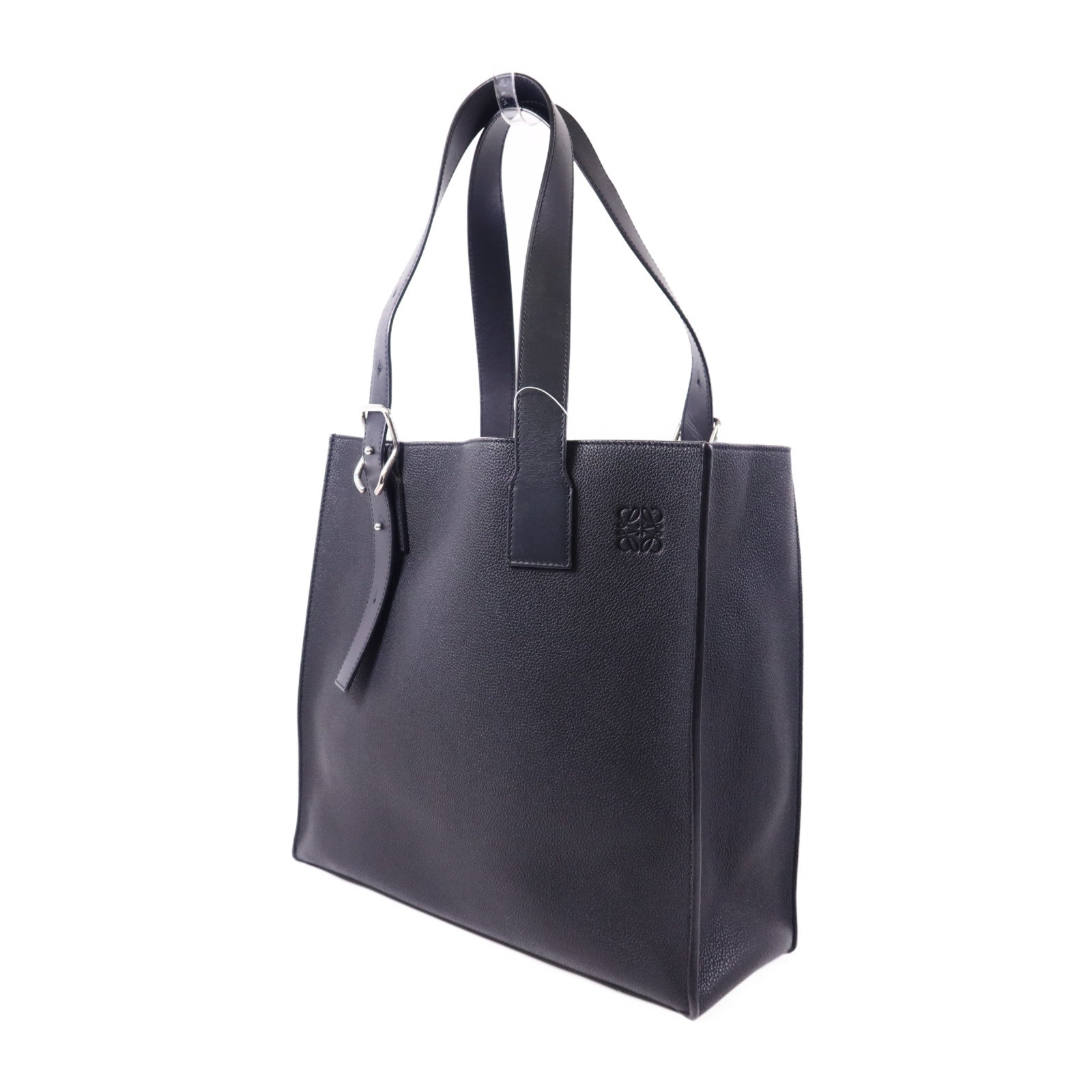 LOEWE 牛皮皮革Buckle Horizontal Tote銀扣肩背袋