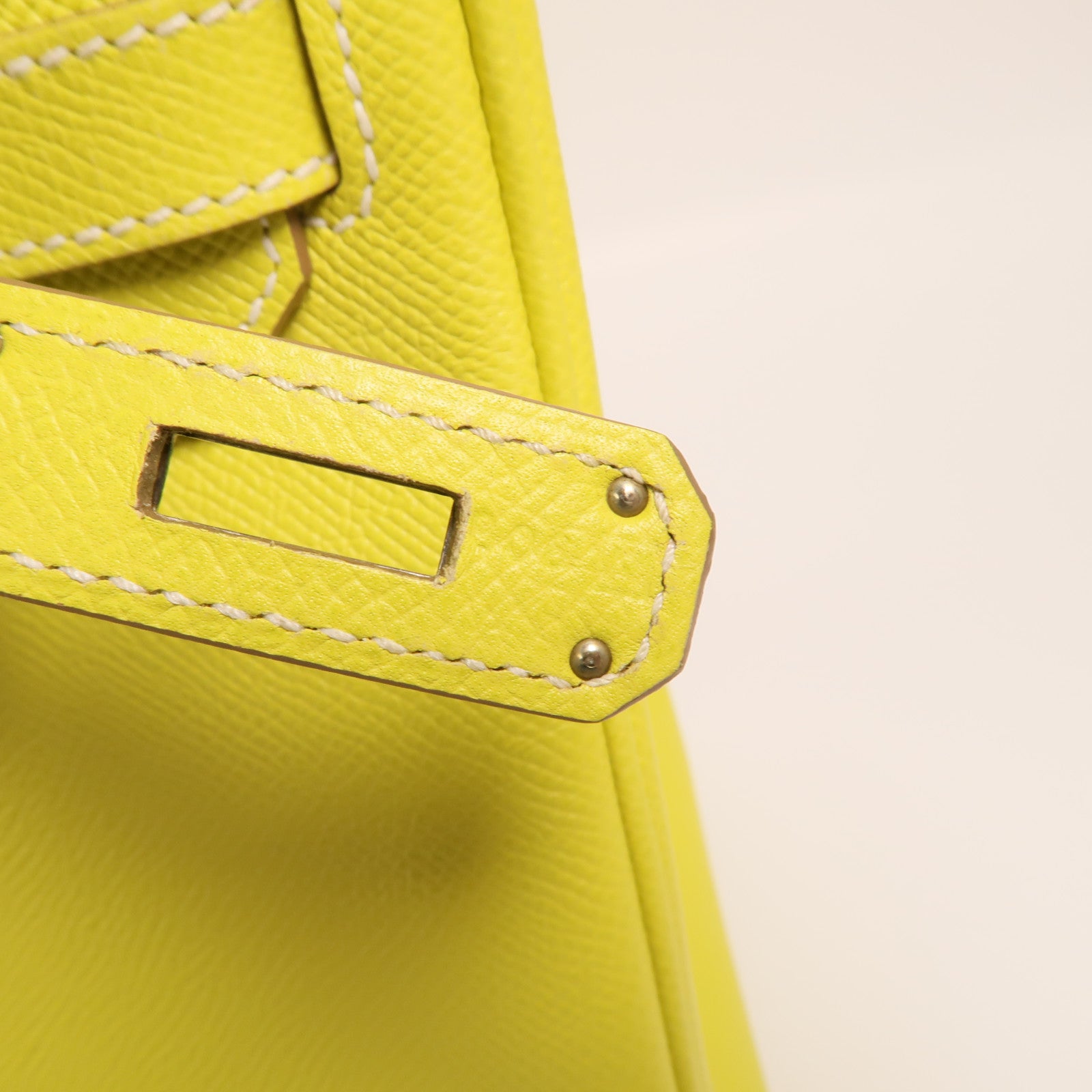 HERMES Epsom皮革Birkin30銀扣手挽袋Lime